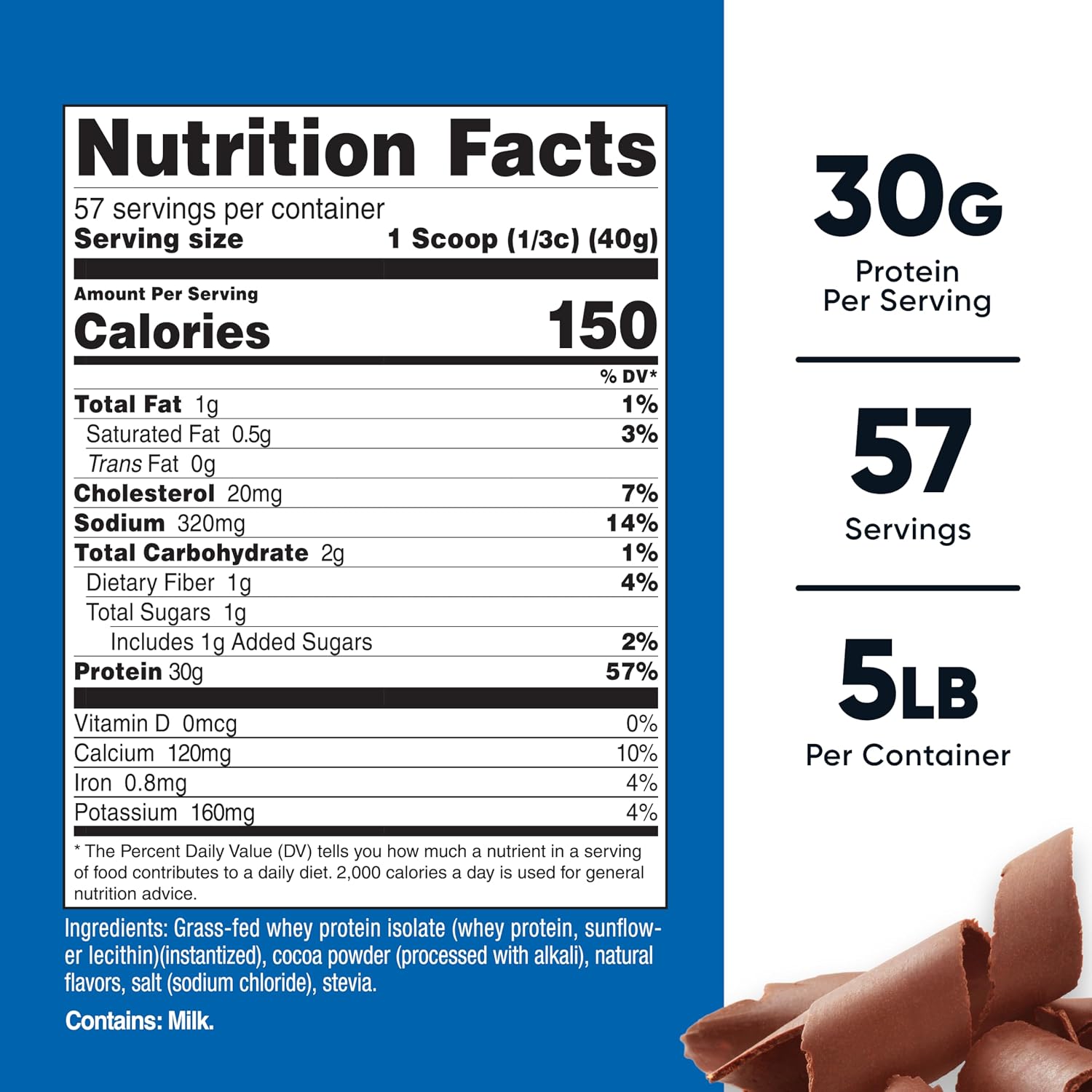 Nutricost Grass-Fed Whey Protein Isolate (Vanilla) 5LBS | GMO-Free, Gluten Free, Natural Flavors