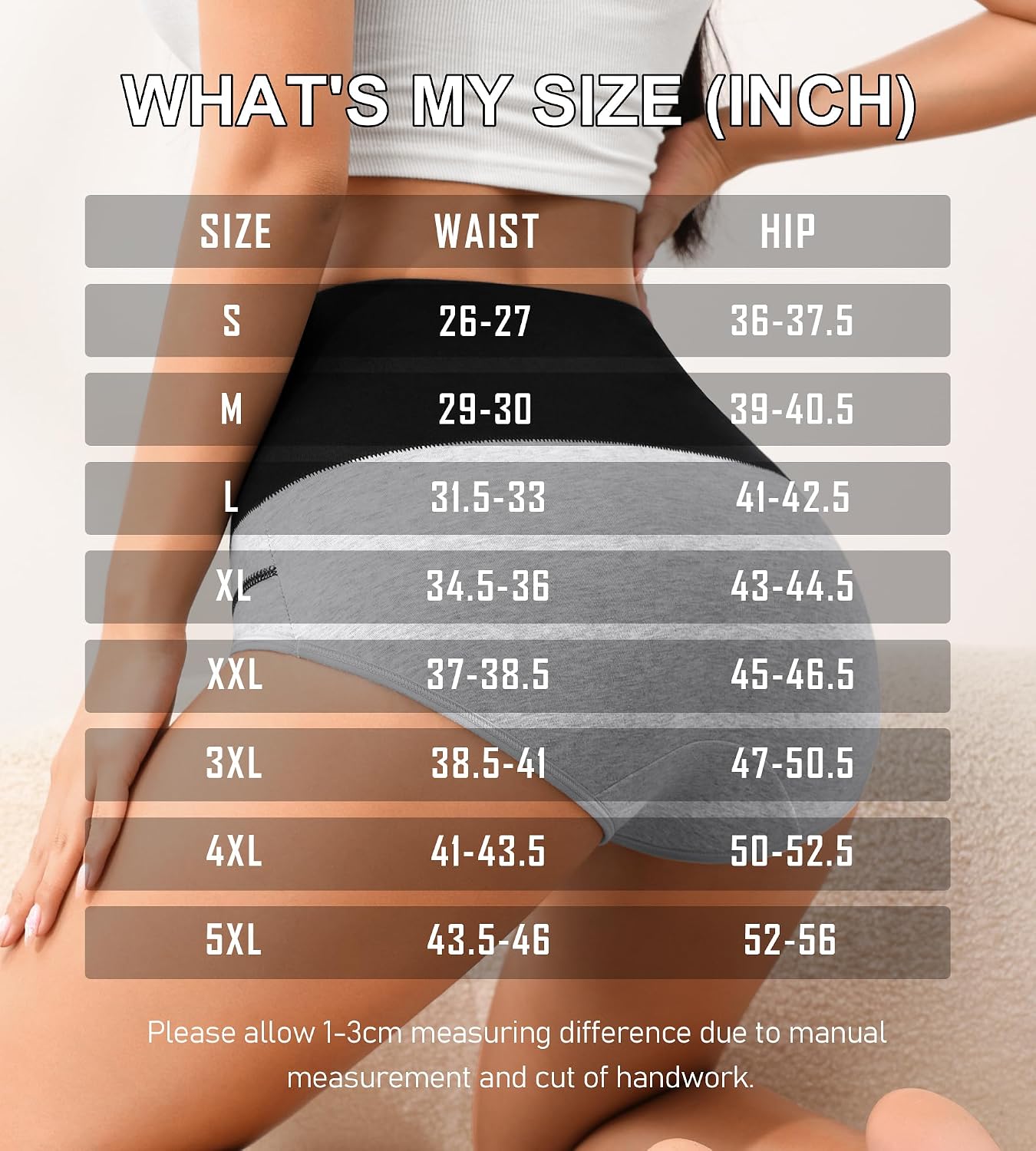 Eiggam Underwear for Women Cotton High Waist Panties Full Coverage Briefs Soft Strech Ladies Breathable Panties-Multi Pack