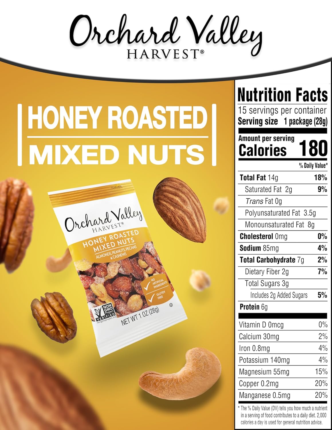 Orchard Valley Harvest Choc Nut Mix Multipack, 1 oz, Pack of 8 | Dark Chocolate Raisins, Almonds & Peanuts, Gluten Free, Stand Up Bag, Non-GMO, 4g Plant Protein, On-The-Go Snack
