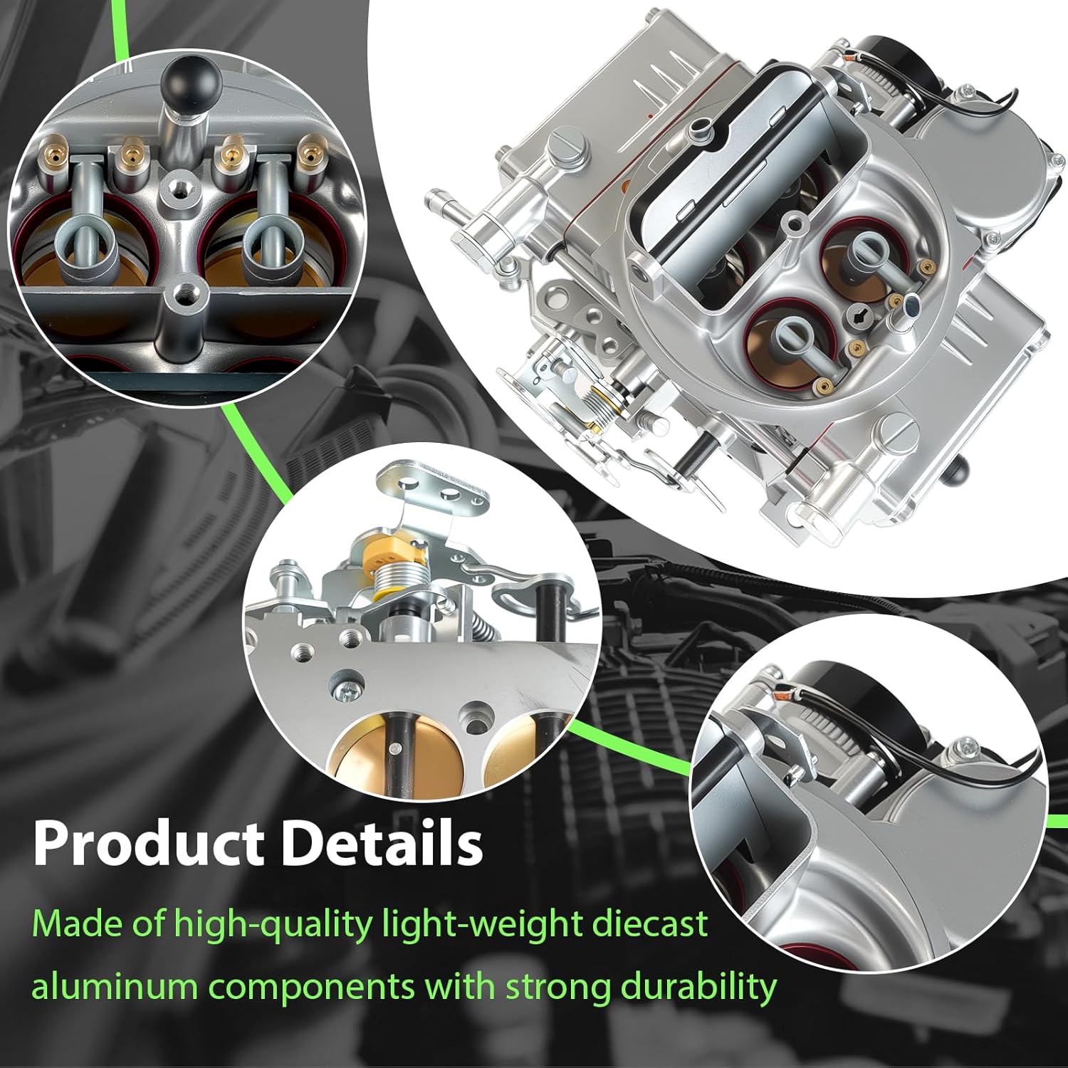 BR-67270 4 Barrel Carburetor for Holly 4150 Model Vacuum Secondary Electric Choke Replacement 600 CFM