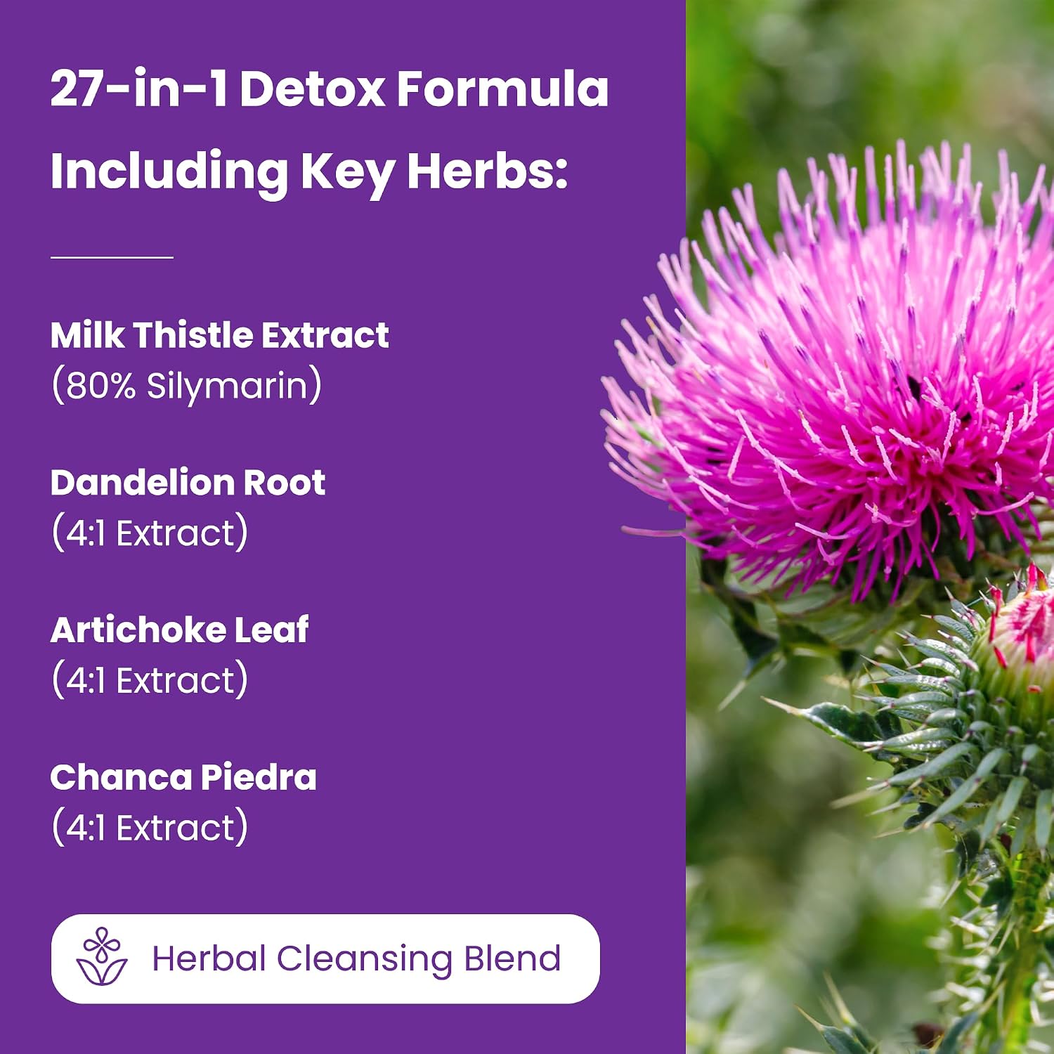 NutraChamps Liver Cleanse Detox & Repair Formula, 20+ Herbs: Milk Thistle Extract with Silymarin, Artichoke, Dandelion, Chicory Root Powder