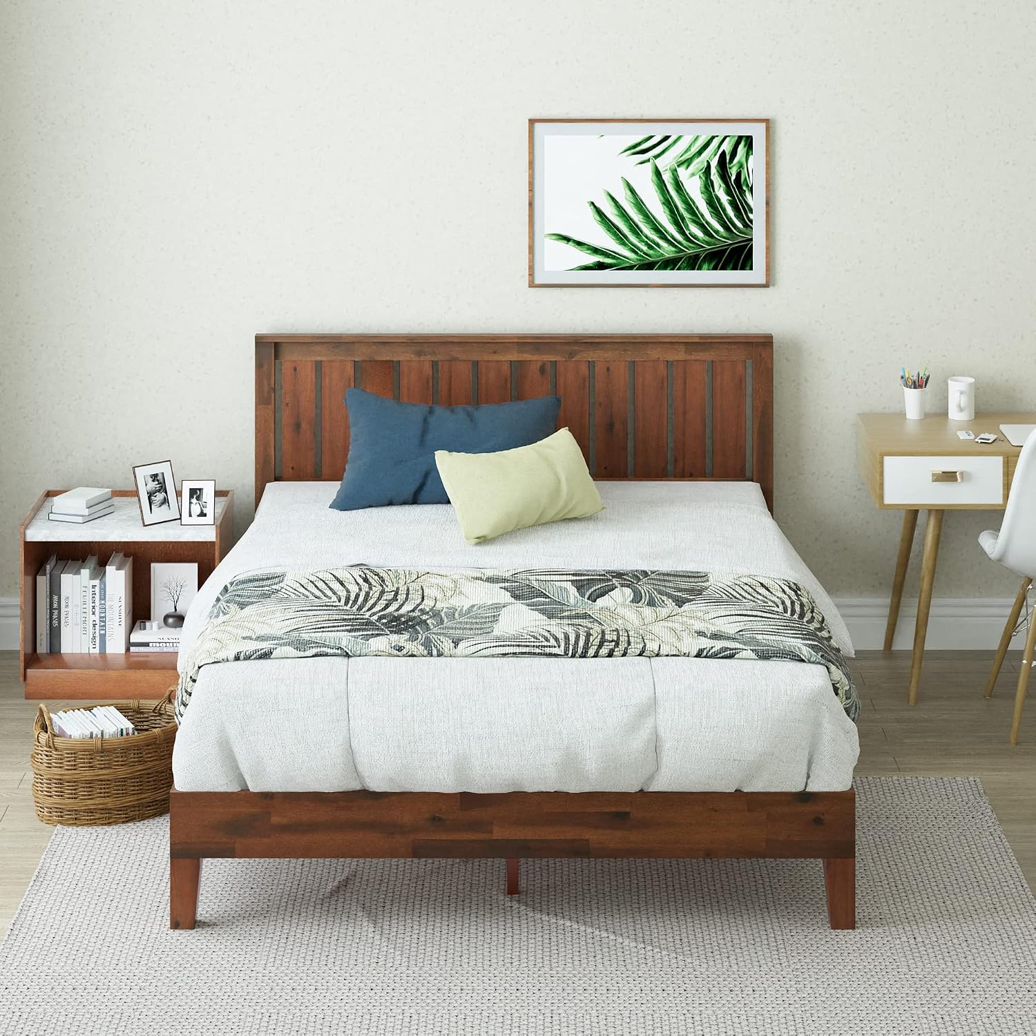 ZINUS Vivek Deluxe Wood Platform Bed Frame with Headboard, Wood Slat Support, No Box Spring Needed, Easy Assembly, Queen | Slatted Headboard, Wood Slat Support, No Box Spring Needed, Contemporary Design, Easy Assembly