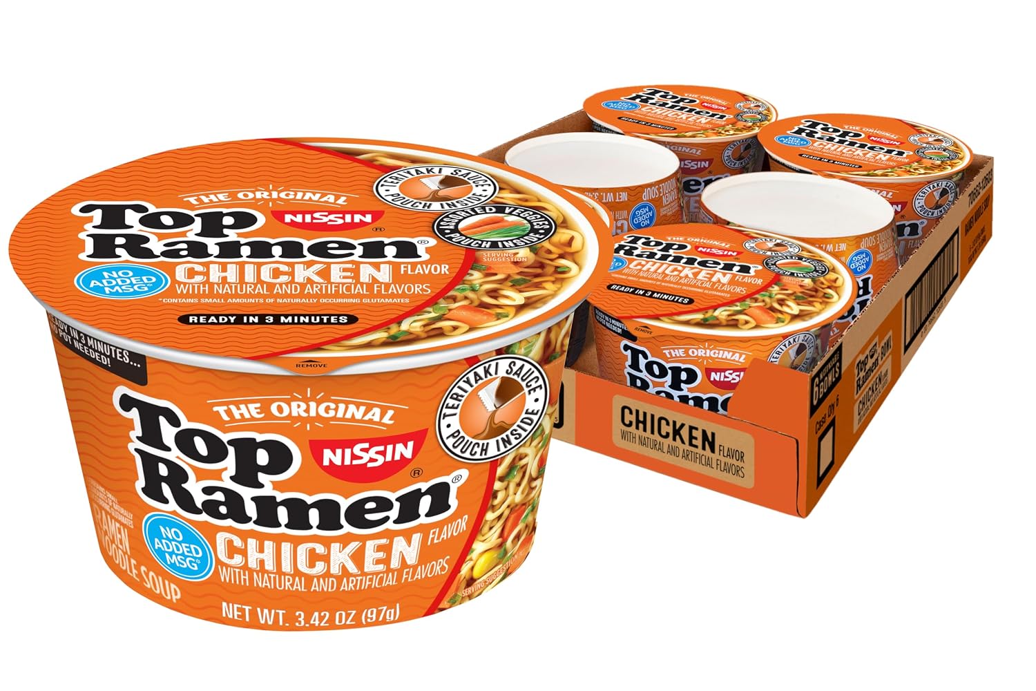 Nissin Top Ramen Noodle Soup, Chicken, 3 Ounce (Pack of 24) | Quick, convenient meal ready in minutes with just hot water.