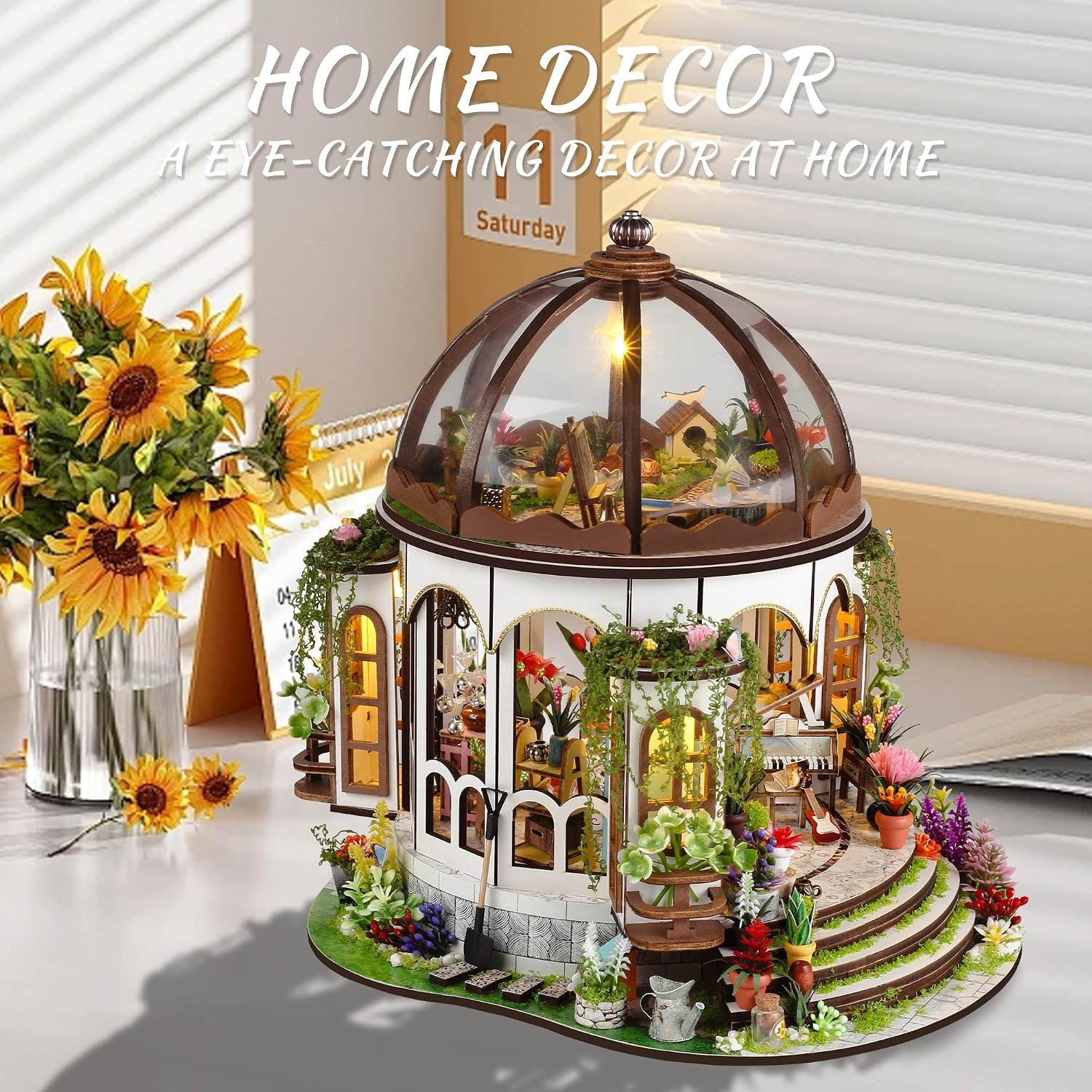 Kisoy Romantic and Cute Dollhouse Miniature DIY House Kit Creative Room Perfect DIY Gift for Friends,Lovers and Families (Sunny Holiday Time)