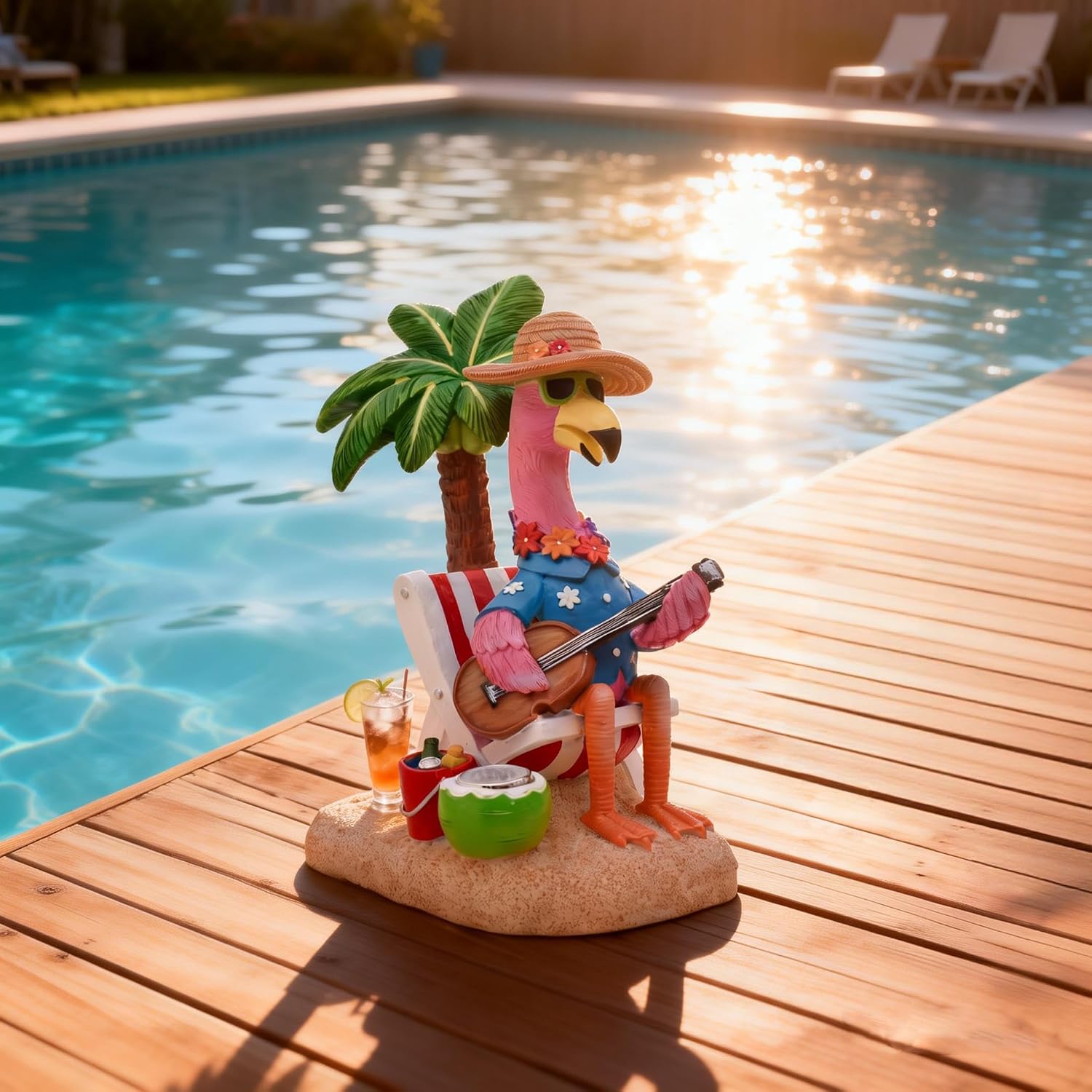 TERESA'S COLLECTIONS Pink Flamingo Garden Decor with Solar Light, Flamingo Summer Outdoor Decor