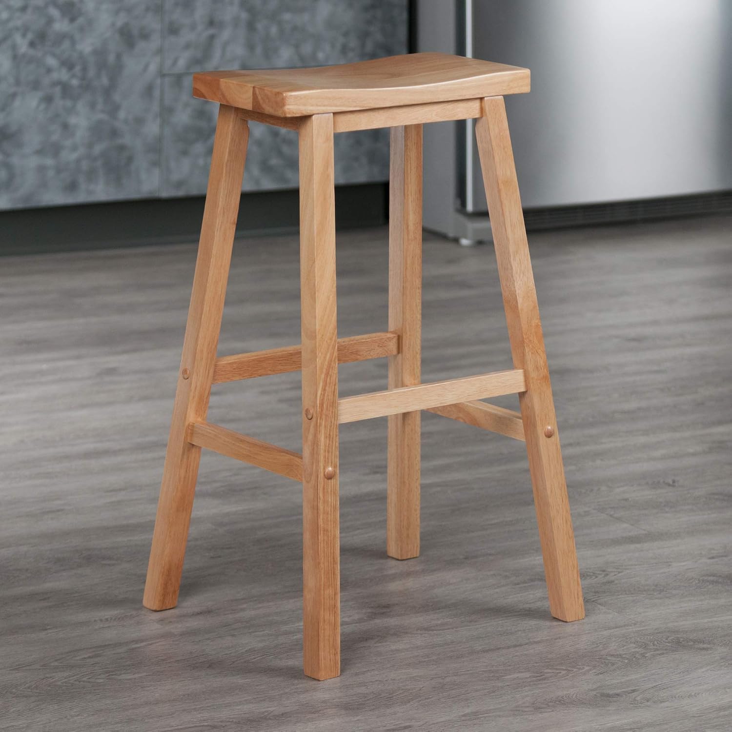 Winsome Satori Saddle Seat Counter Stool, Walnut, 24" | Classic Backless Bar Chairs for Kitchen & Dining Room Seating, Timeless Essential Furniture for Home, Dorm, Apartments
