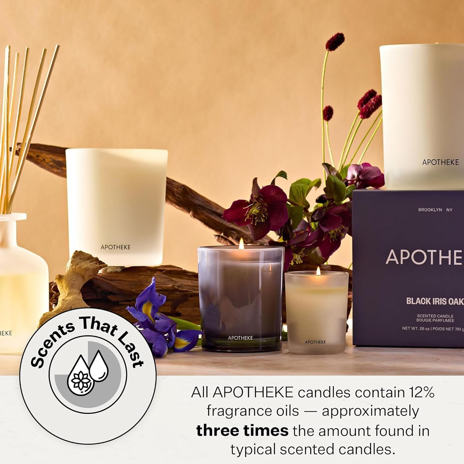 Apotheke Signature Scented Candles for Home, Canvas - 10.5 Oz | Long-Lasting Non-Toxic Soy Wax Jar Candle with Essential Oils, Large - Luxury Gift for Women & Men