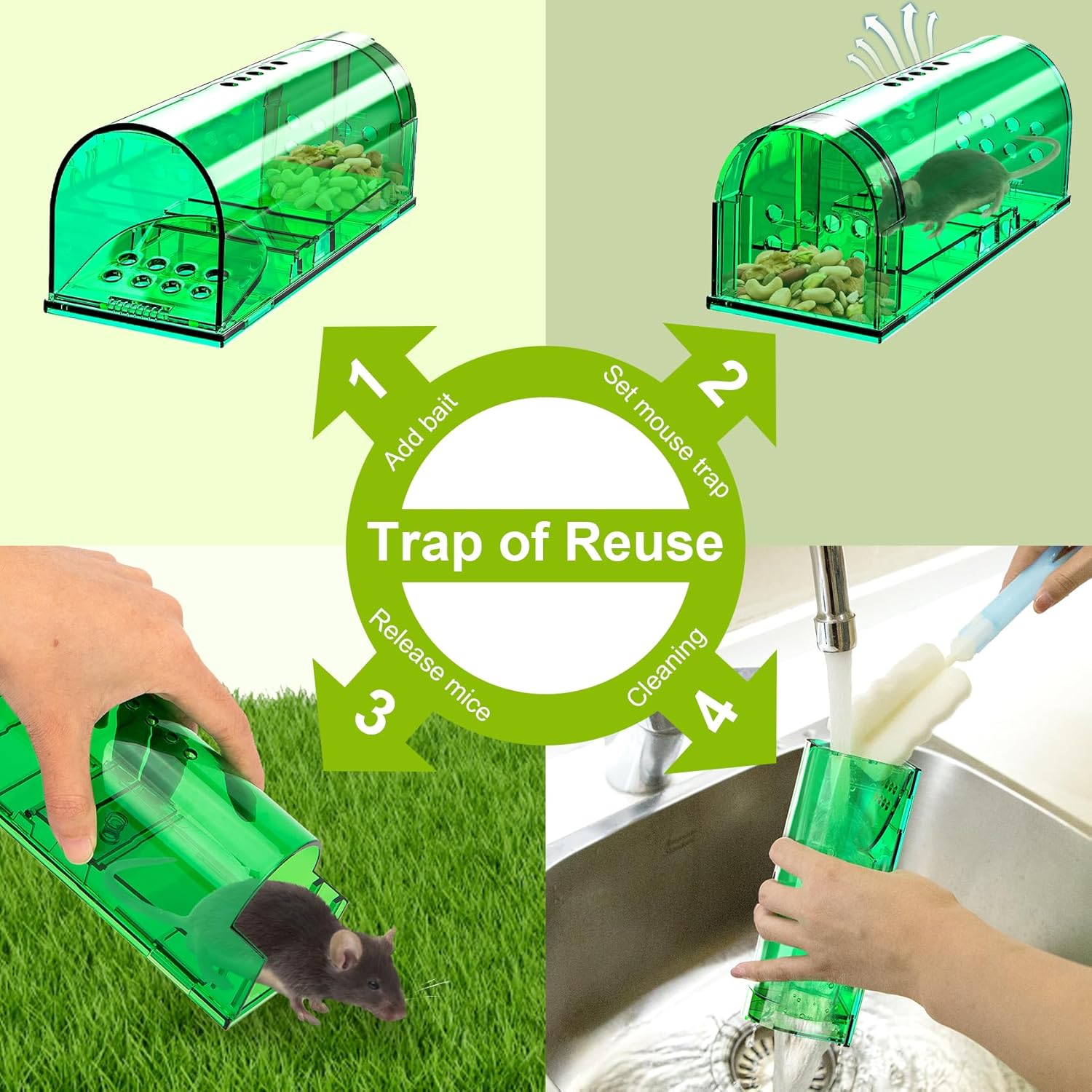 4 Pcs Humane Live Mouse Traps No Kill Reusable Mice Trap Catch