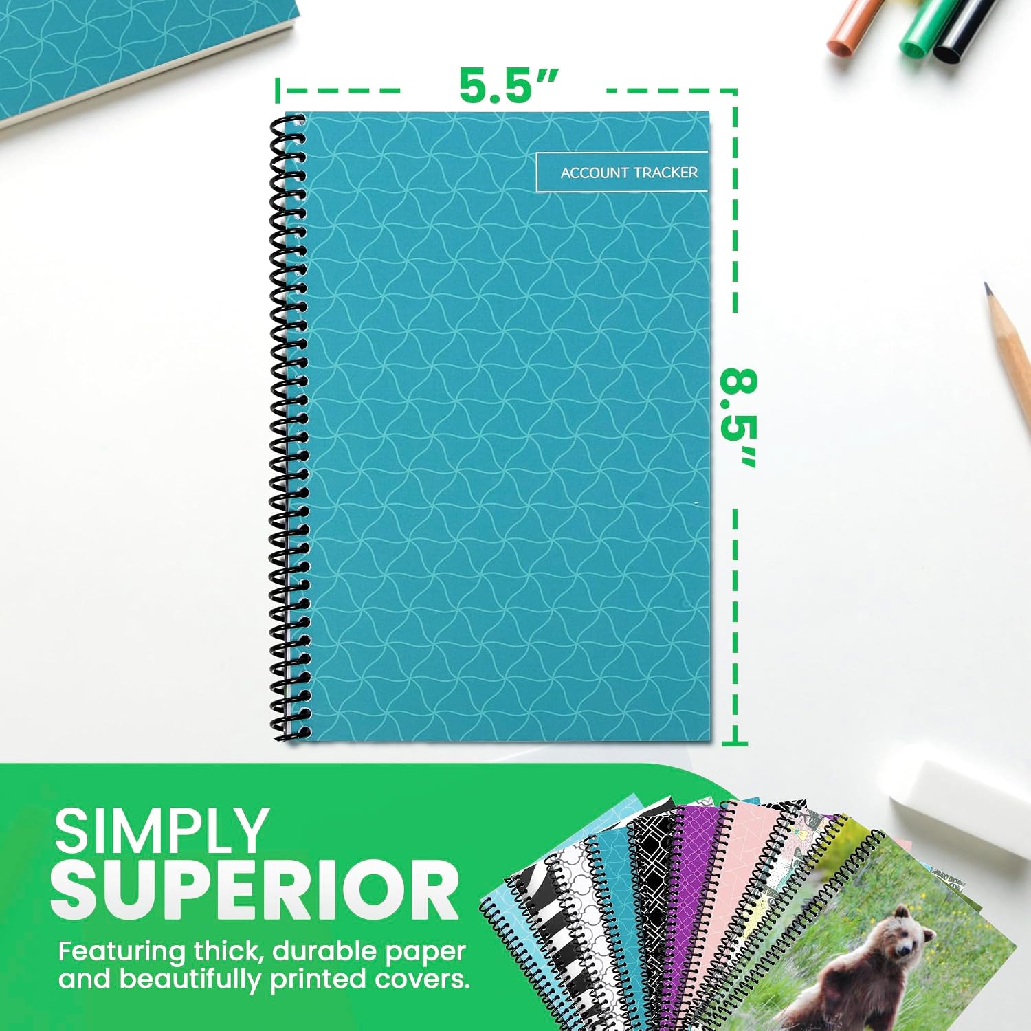 The Superior Register's Premium Check Book Register & Debit Card Ledger Notebook - Checking Account Register, Business Ledger, Cash Log & Expense Tracker - Standard Edition - 1 Pc, Teal