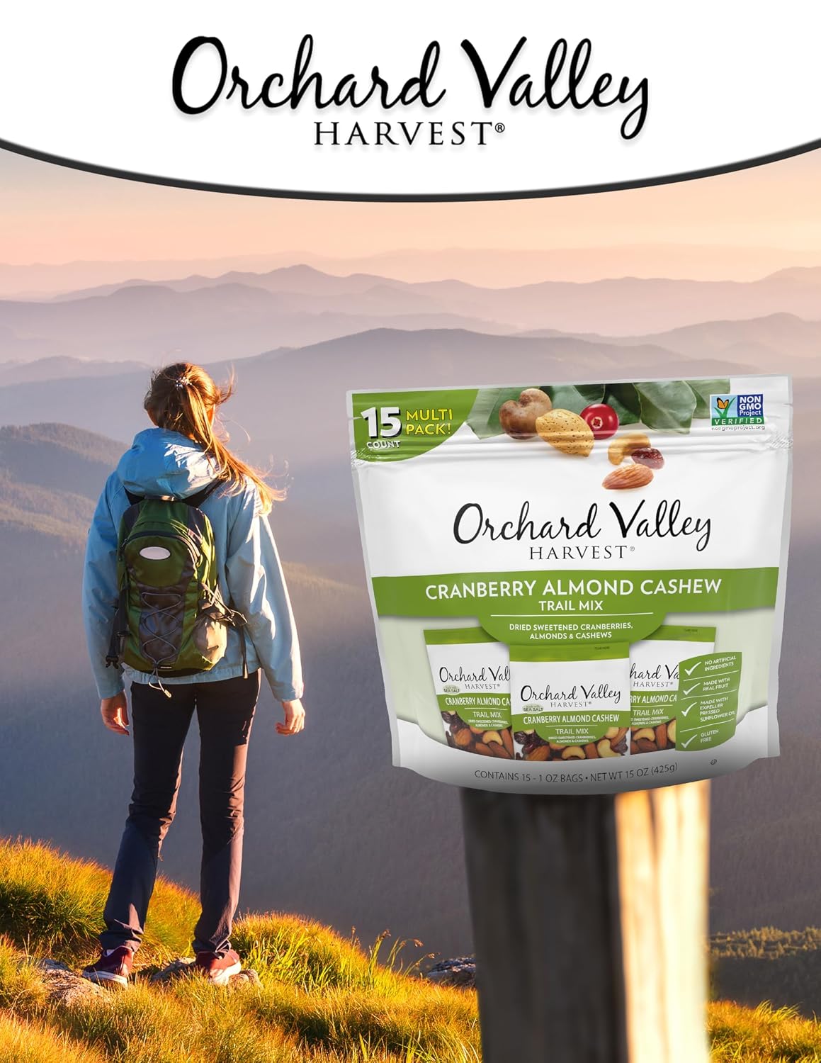 Orchard Valley Harvest Choc Nut Mix Multipack, 1 oz, Pack of 8 | Dark Chocolate Raisins, Almonds & Peanuts, Gluten Free, Stand Up Bag, Non-GMO, 4g Plant Protein, On-The-Go Snack