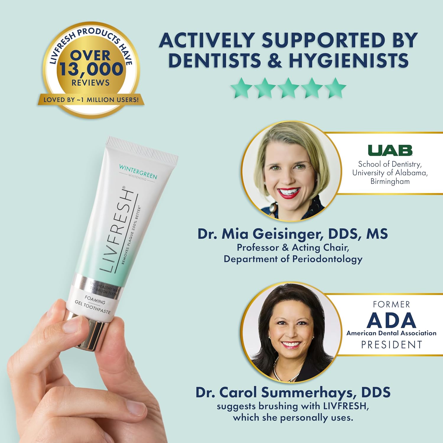 LIVFRESH Toothpaste Gel, Clinically Proven to Remove Plaque 250% Better, Improves Gum Health 190% Better, Prevents & Reduces Tartar, Freshens Breath, SLS Free Dental Gel, Wintergreen