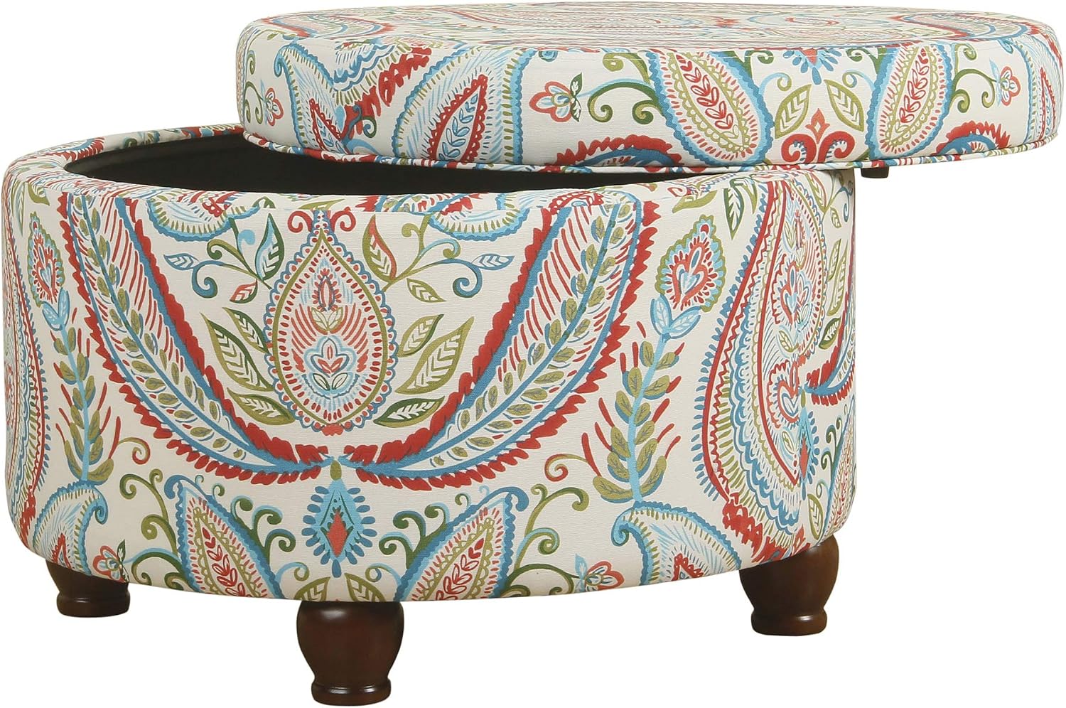 HomePop 24" Large Leatherette Storage Ottoman - Distressed Brown Faux Leather