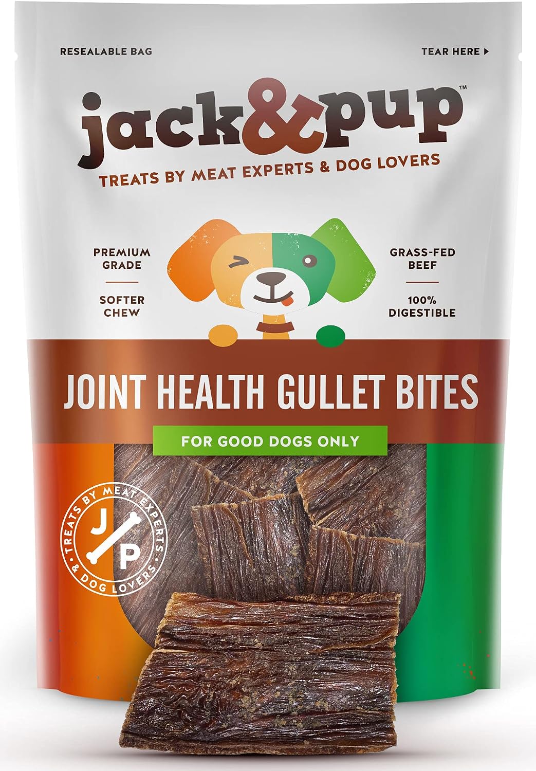 Jack&Pup Gullet Sticks for Dogs, 6" Esophagus Dog Treats (40 Pack)