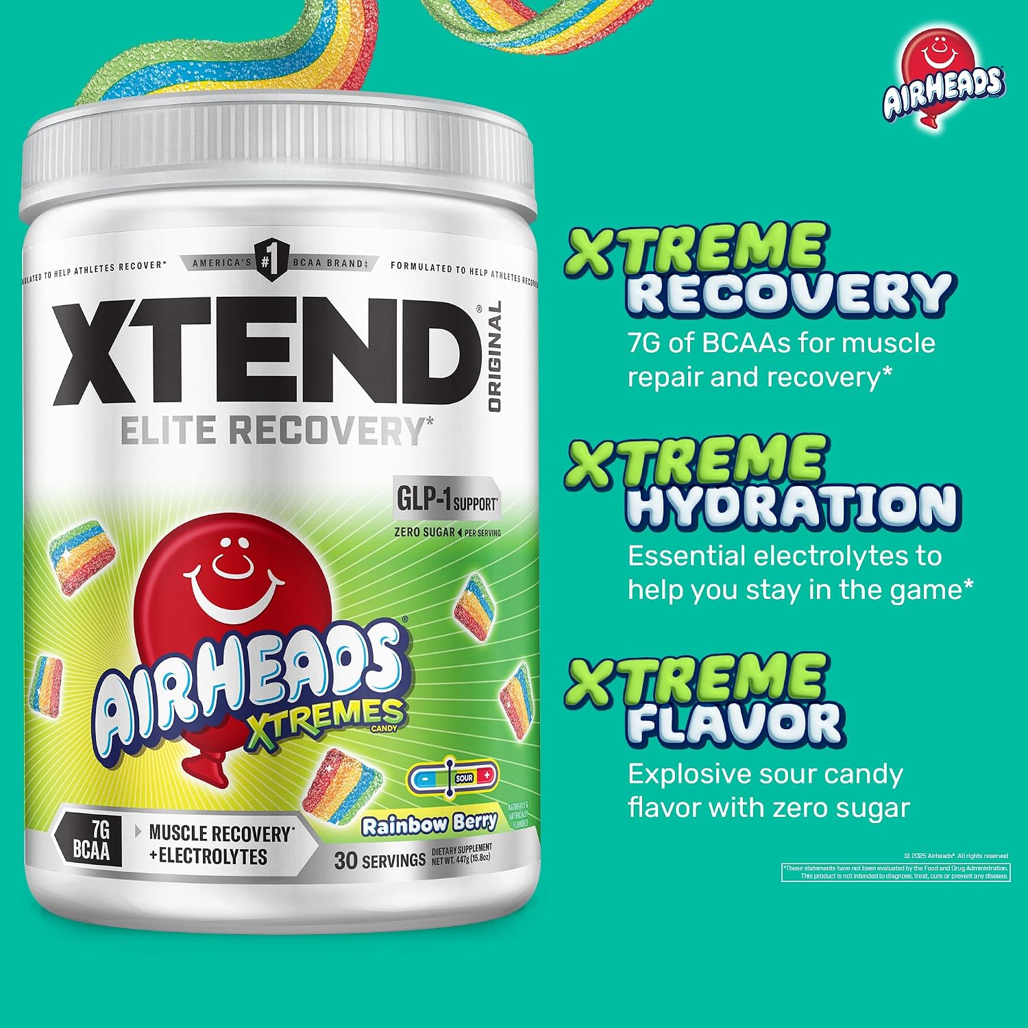 Xtend Original BCAA Powder, 7g BCAAs and 2.5g L-Glutamine for Muscle Recovery Hydration and Lean Muscle, Sugar Free Intra and Post Workout Drink with Electrolytes, Watermelon Explosion, 30 Servings