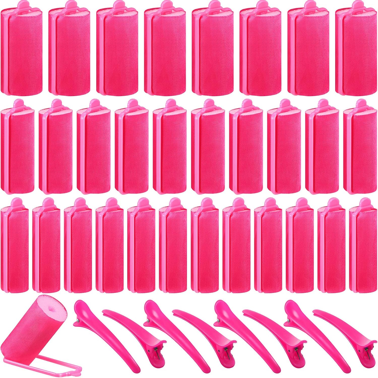 WILLBOND 40 Pcs Sponge Hair Rollers Satin Foam Curlers with Clips, Black