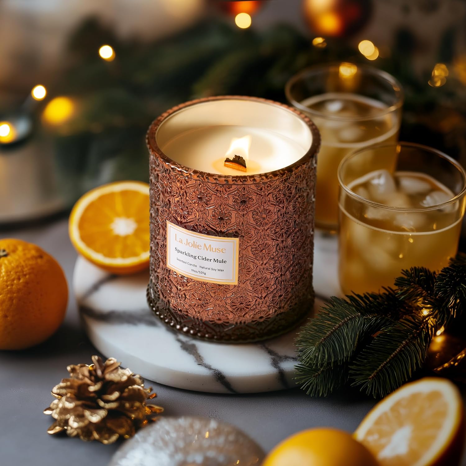 LA JOLIE MUSE Starlit Fir Pine Scented Candles for Home,19 oz Natural Soy
