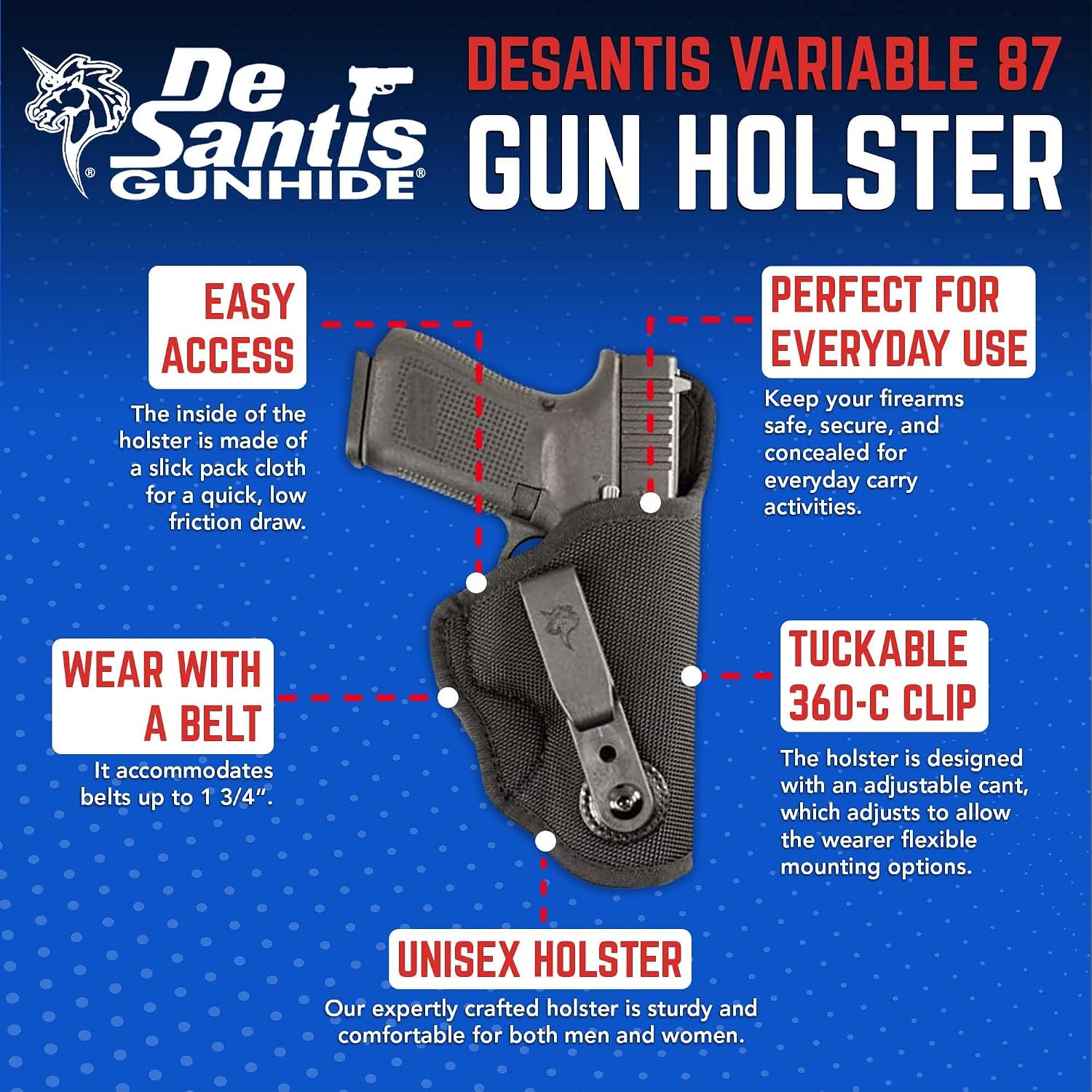 Desantis Variable 87 IWB Holster - Fits Glock 26/27/43 & More - Right Hand