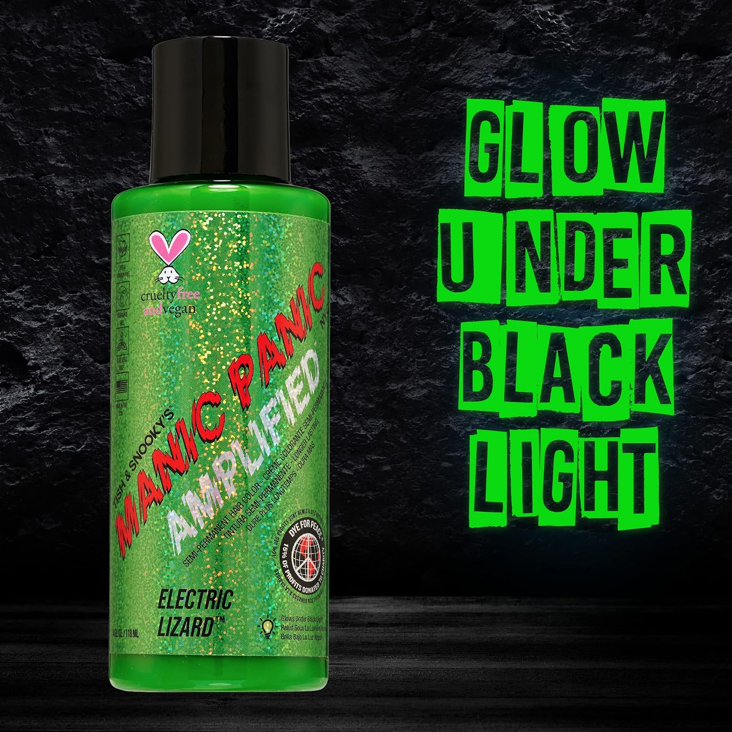 MANIC PANIC Cotton Candy Pink Hair Color - Amplified - Semi Permanent Hair Dye - Bright Pink Cool Toned Color - Glows in Blacklight - Vegan, PPD & Ammonia-Free - For Coloring Hair on Women & Men
