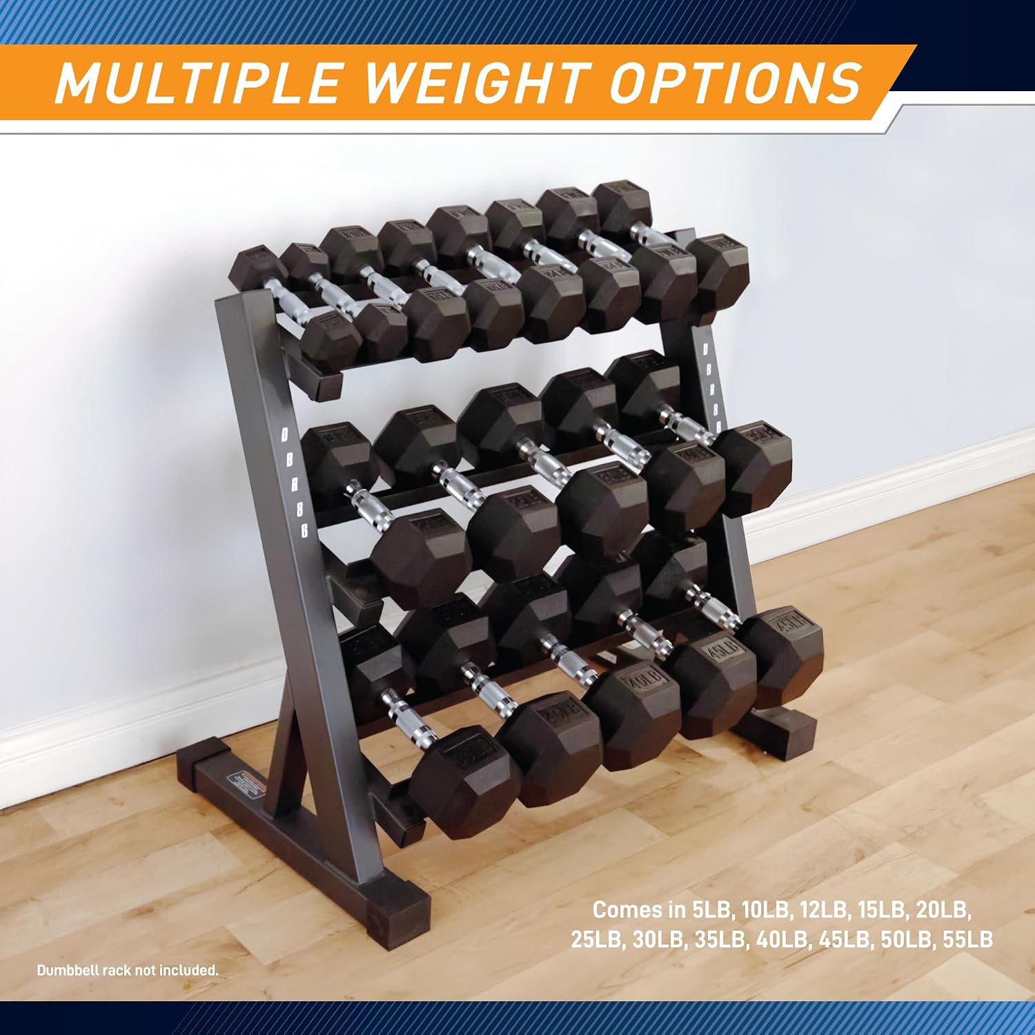 Marcy Classic Rubber Hex Dumbbell with Knurled Grip for Strength Training and Bodybuilding, 5lb - 50lb Single Dumbbell for Exercise & Fitness, Sold Individually