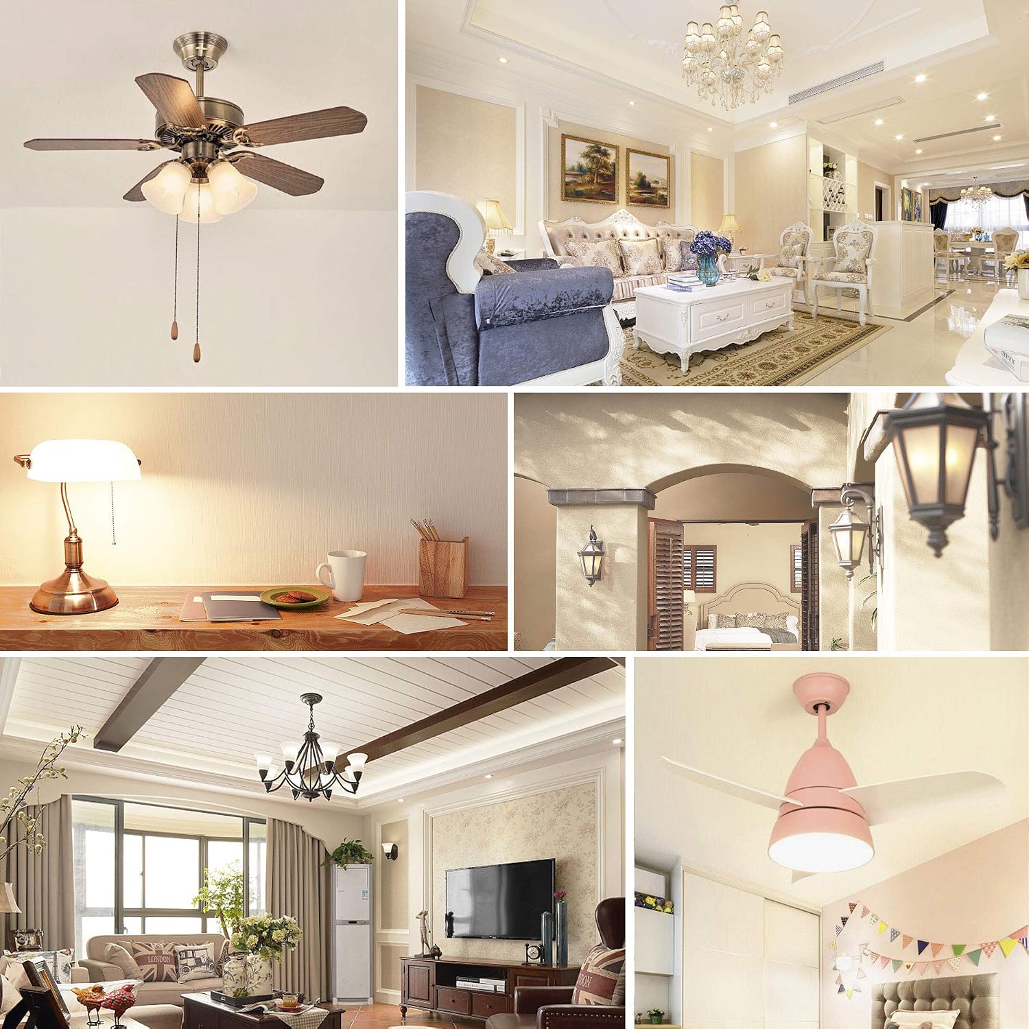 E12 LED Bulb 60W Equivalent Candelabra Light Bulbs 2700K Warm White | Small Base Light Bulb, 6W A15 LED Ceiling Fan Light Bulbs, CRI85+, 120V 600LM Round Bulb for Chandelier, Non-Dimmable 6 Pack