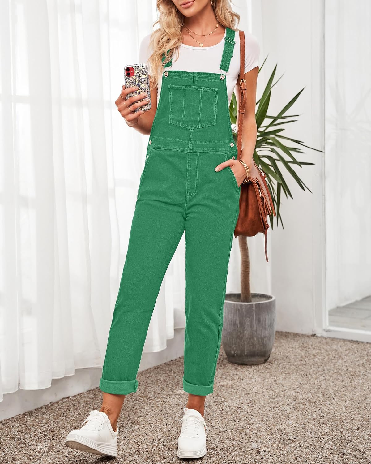 LookbookStore Denim Overalls for Women Dressy Stretch Bib Jean Jumpsuits