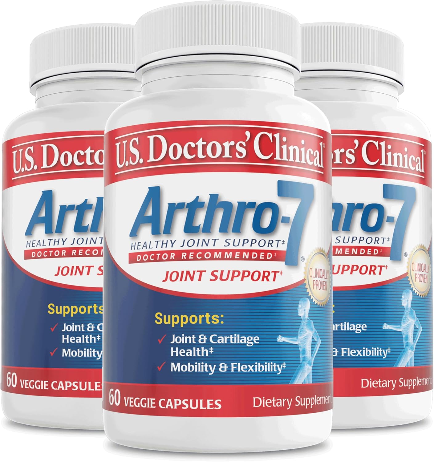 U.S. Doctors' Clinical Arthro-7 Joint Support Supplement - 60 Capsules | Clinically proven AR7 blend with turmeric, collagen, MSM & bromelain for healthy joints and mobility.* 60 capsules.