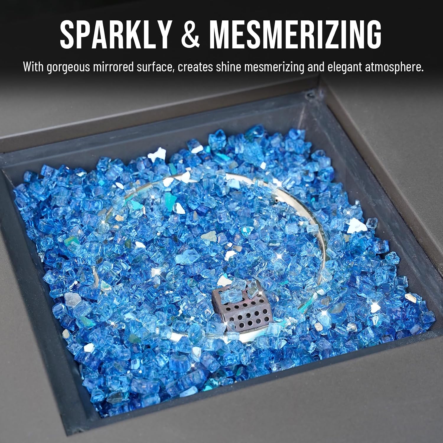 Skyflame Aqua Blue Fire Pit Glass for Propane Gas Fireplace, 10LB