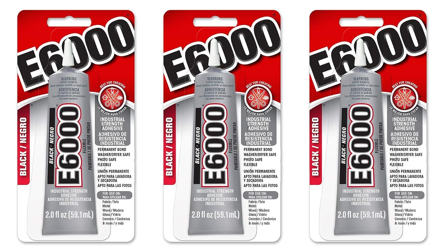 E6000 237039 Multipurpose Adhesive, Black, 2 oz (Тhree Pаck)