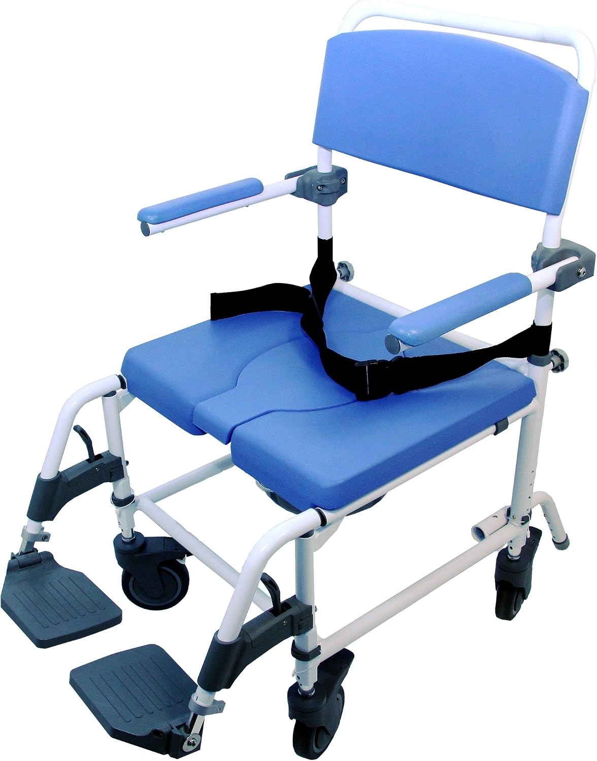 Aluminum Shower Commode Chair Wide Seat EZee Life 20" (Blue)