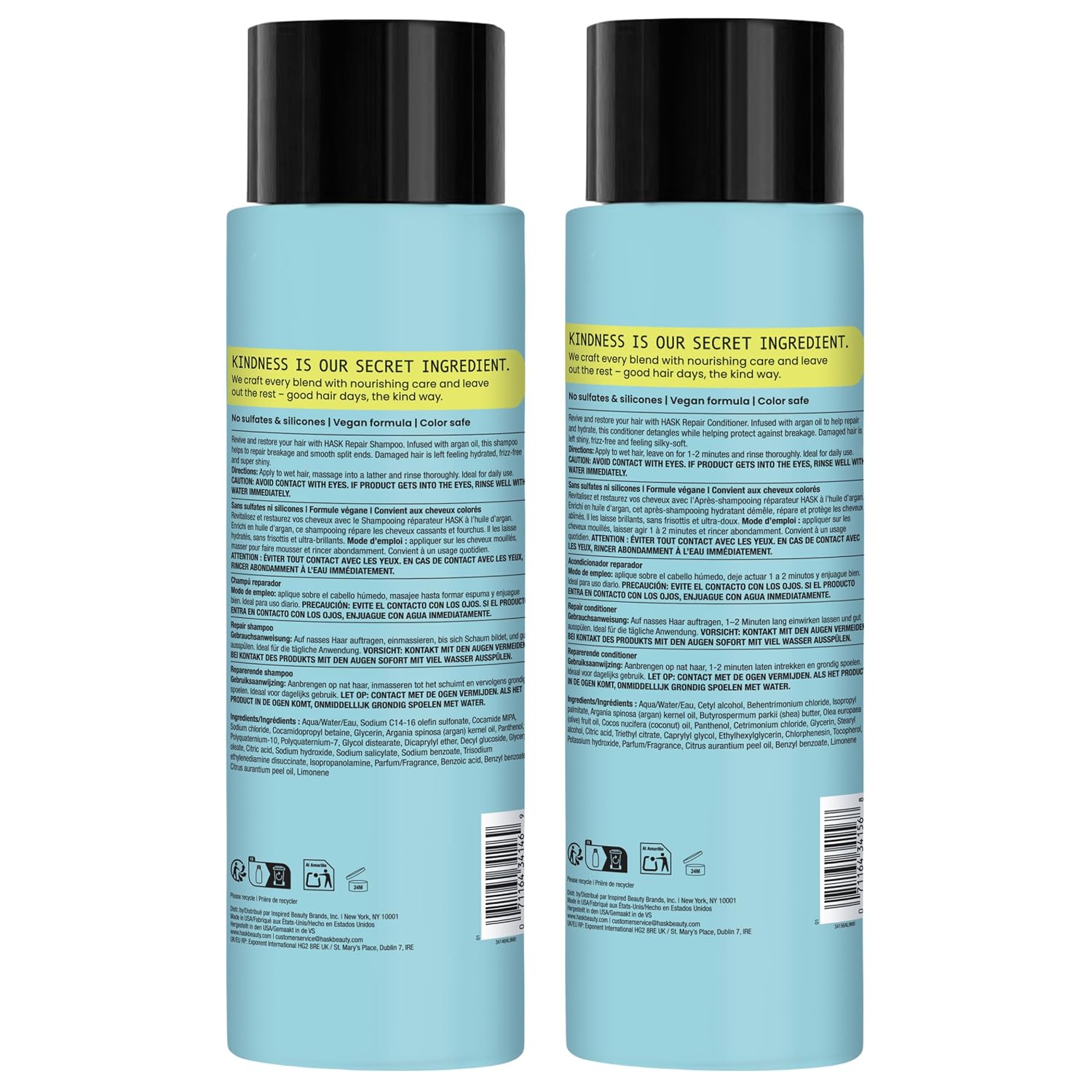HASK Biotin Boost Thickening Shampoo + Conditioner Set | Adds Fullness, Strengthens, Volumizes, Sulfate-Free, Paraben-Free, Gluten-Free, Color Safe | 12oz each