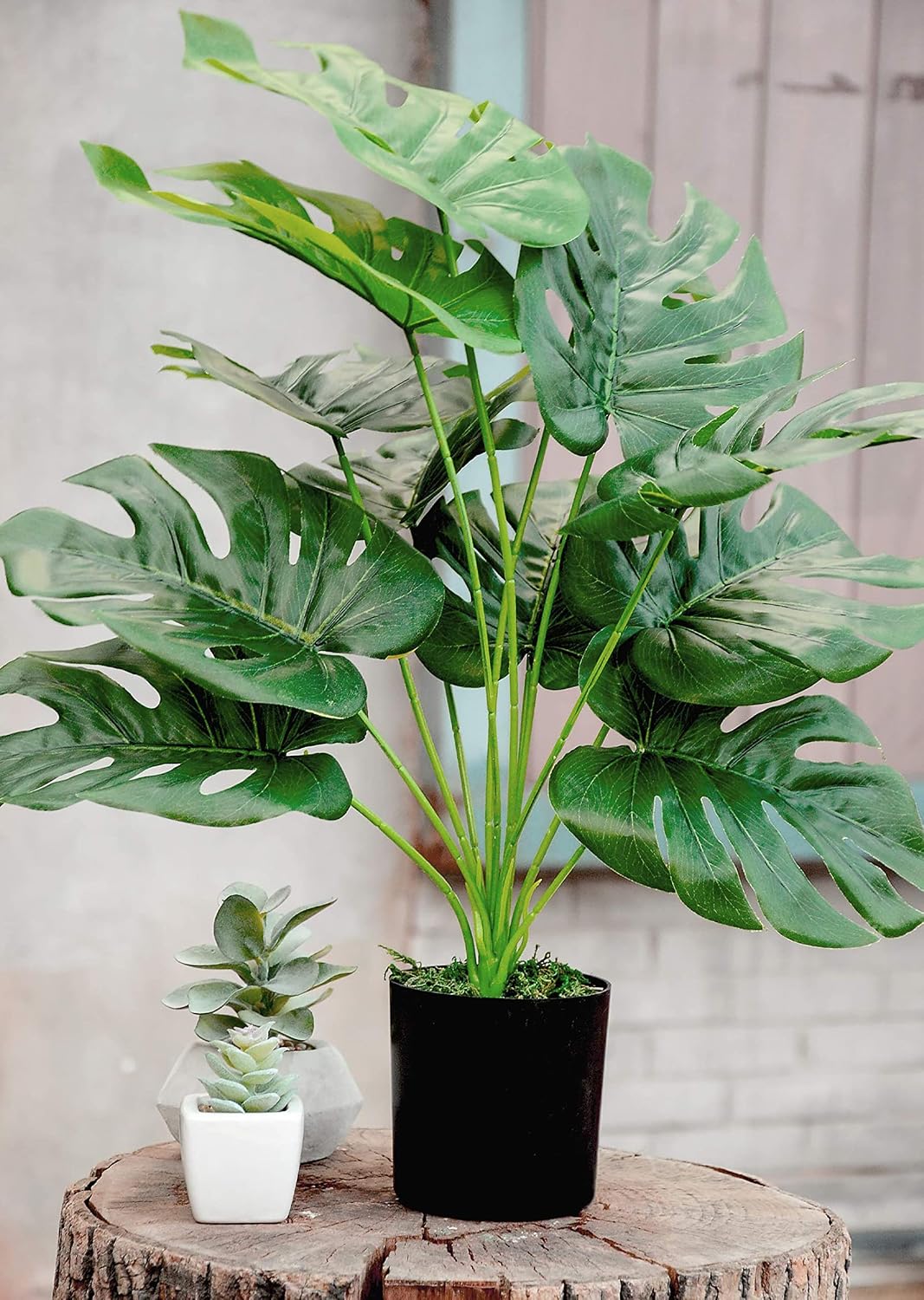 Toopify 19" Artificial Monstera Plant, Fake Plants for Indoor Outdoor Decor