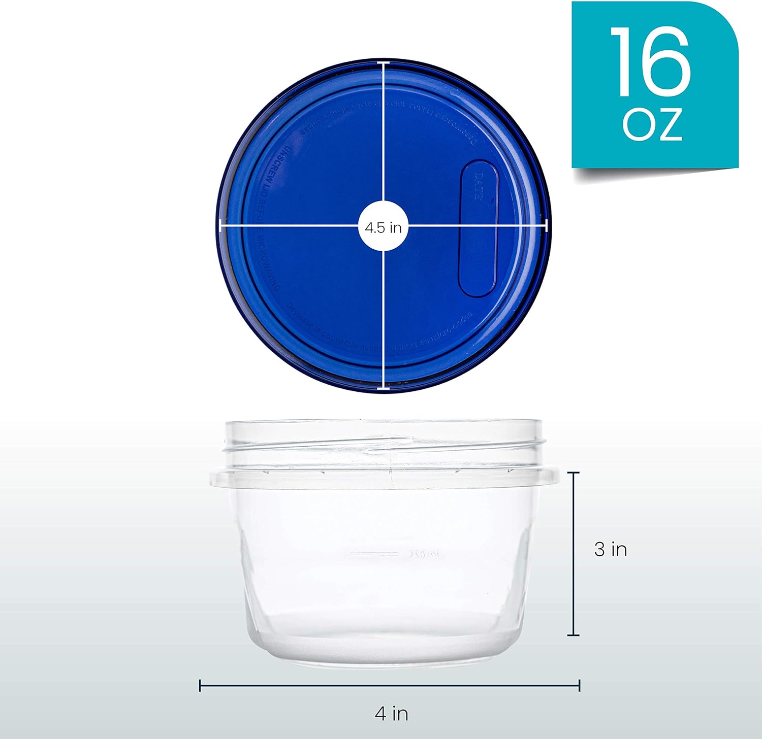 PLASTICPRO Twist Top Deli Containers Clear bottom With blue [32 oz 3 Pack]