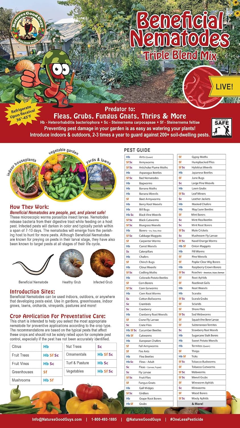 NaturesGoodGuys - Triple Blend Beneficial Nematodes HB+SC+SF (50 Million)