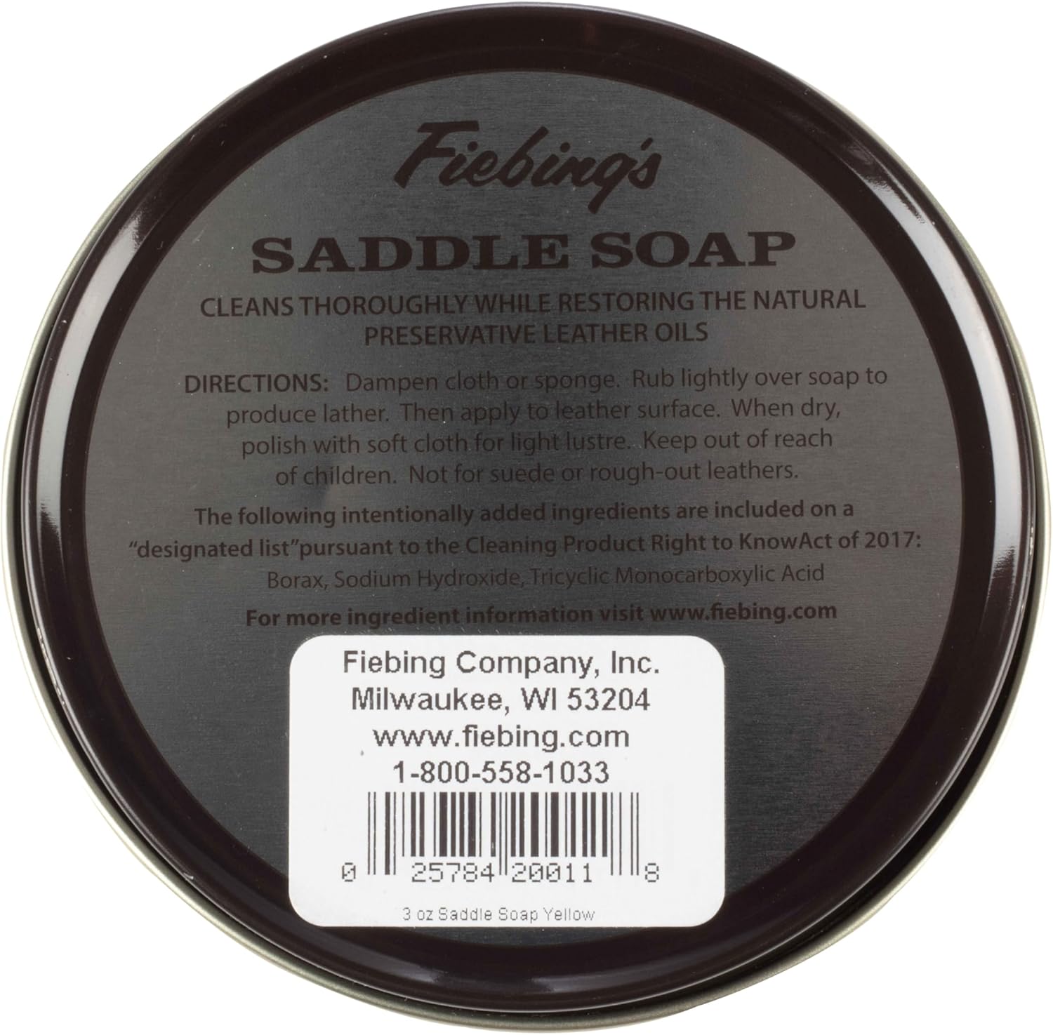 Fiebing's Yellow Saddle Soap for Leather (3.5 oz Tin) - Leather Cleaner & Conditioner to Soften
