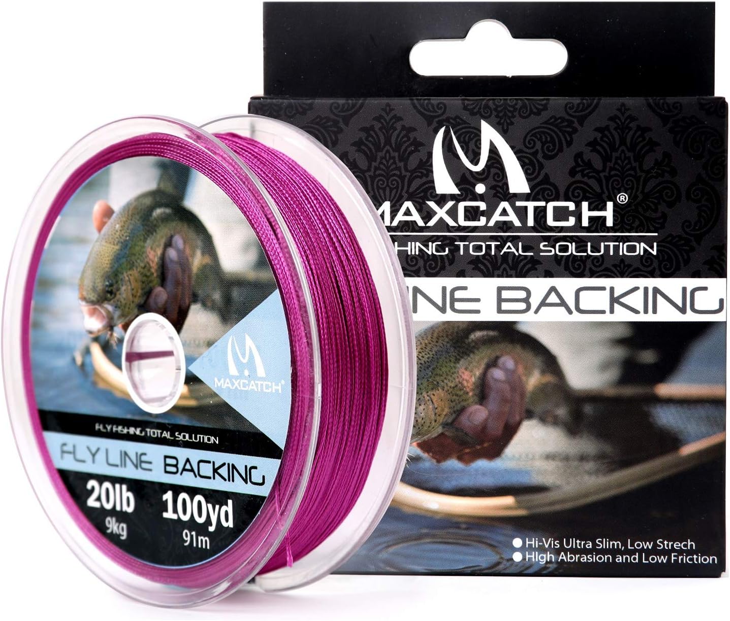 M MAXIMUMCATCH Maxcatch Braided Fly Line Backing for Fly Fishing 20/30lb(White, Yellow, Orange, Black&White, Black&Yellow, Blue, Pink, Green, Purple)