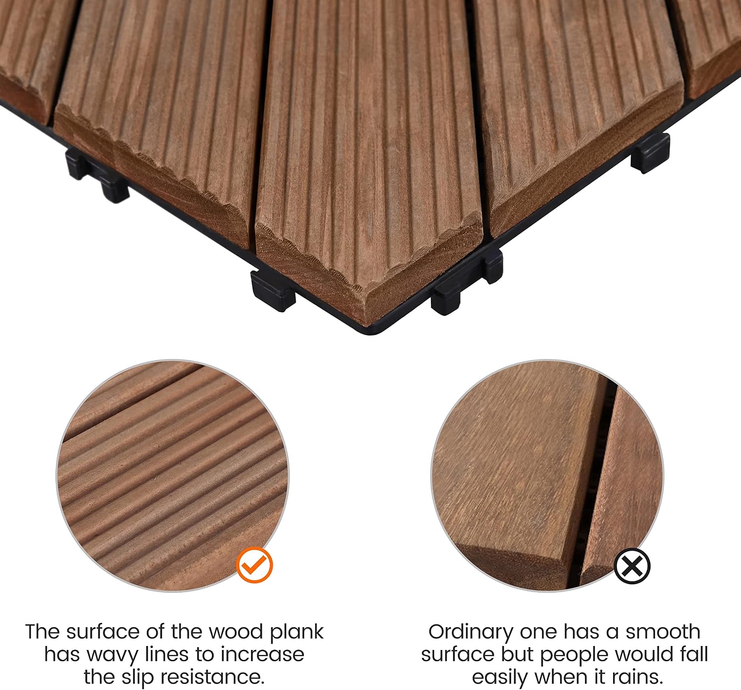 Topeakmart 27PCS Interlocking Deck Tiles 12x12 Patio Flooring, Brown