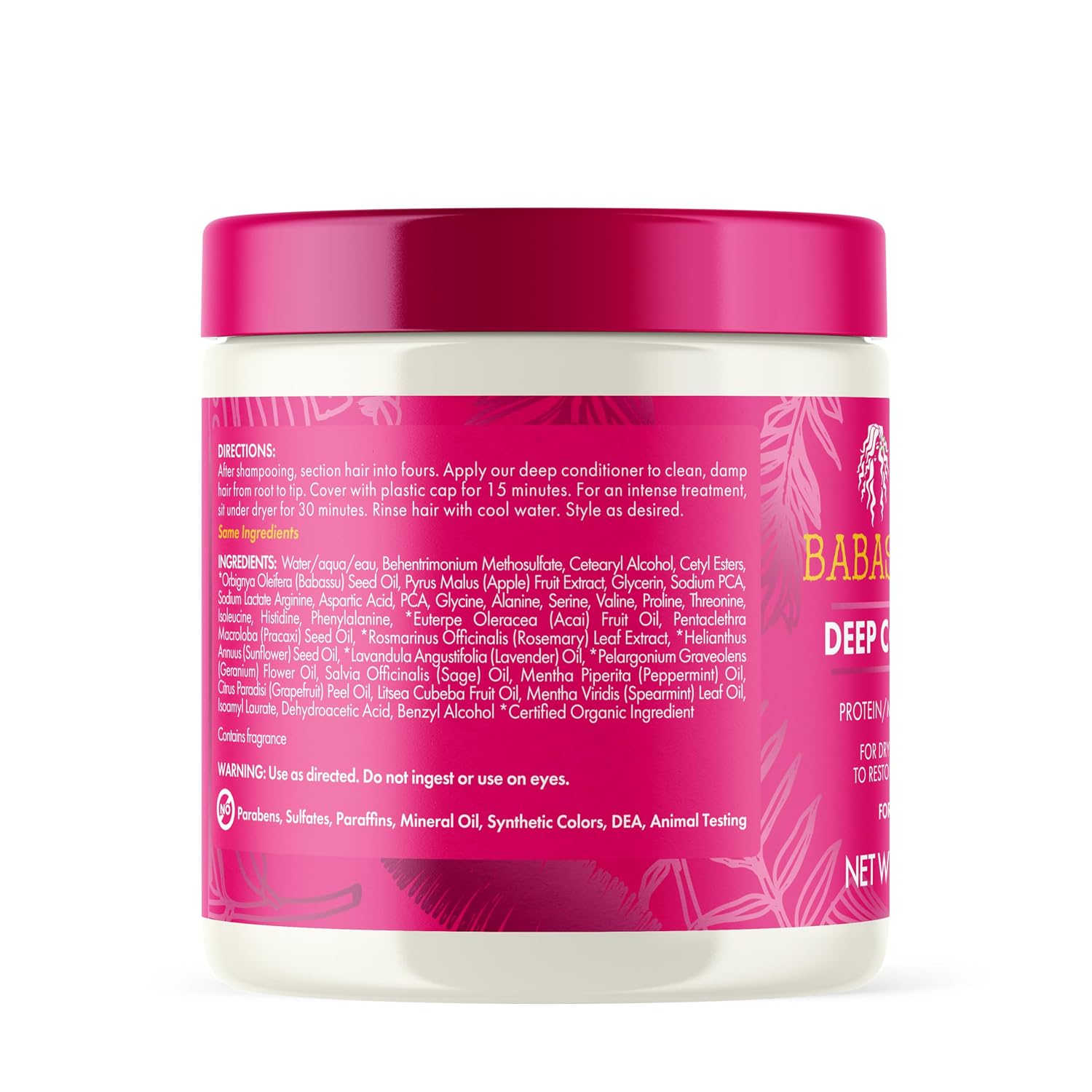 Mielle Organics Babassu & Mint Deep Conditioner with Protein, Moisturizing & Conditioning Deep Treatment, Hydrating Repair for Dry, Damaged