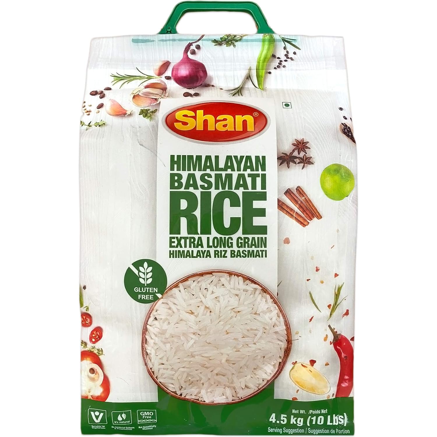 Shan Premium Quality Kernel Basmati Rice 10 Lbs Bag - Extra Long Aged Aromatic - NET WT 10 lbs (Packaging may Vary)