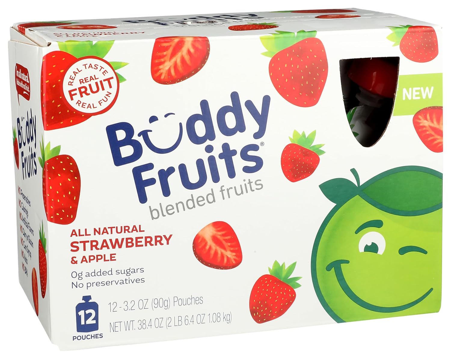 Buddy Fruits Snacks To Go Multifruit Unsweetened Applesauce 3.2oz Pouch (18pk) Gluten-Nut-Dairy-Preservatives-BPA Free, Non GMO, Kosher