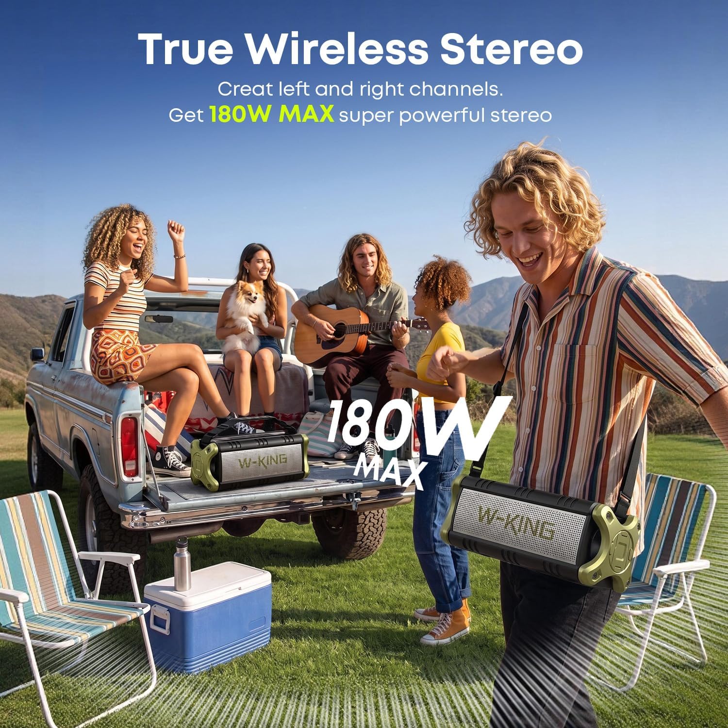 Portable Speakers Bluetooth Wireless, 90W Max Loud Outdoor Speaker with Deep Bass, IPX6 Waterproof, Floatable, Custom EQ, 40H, Dual Pairing