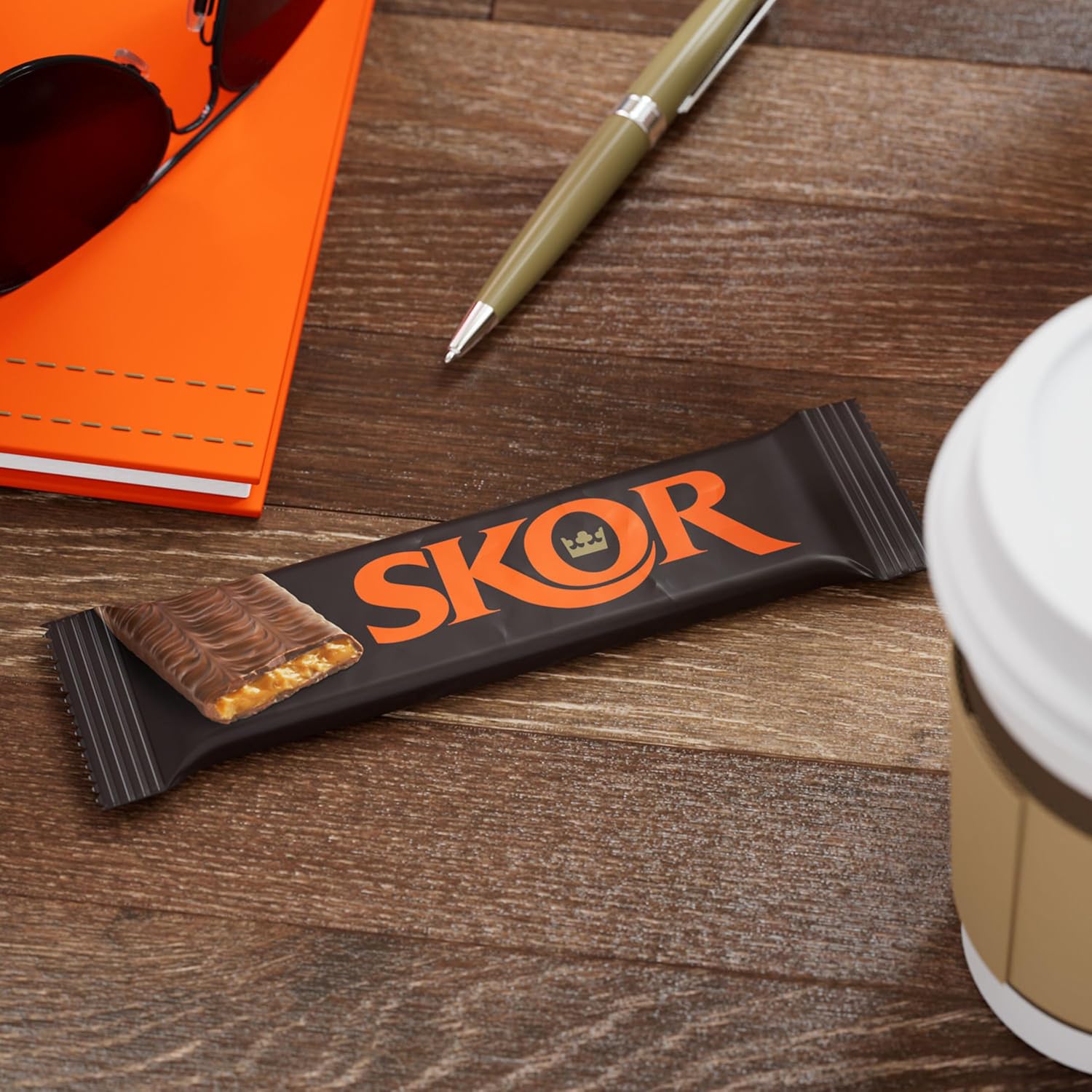 SKOR Crisp Butter Toffee Chocolate Candy Bars, 1.4 oz, 18 ct | Crisp Butter Toffee Bars Covered in Chocolate, Kosher and Gluten Free