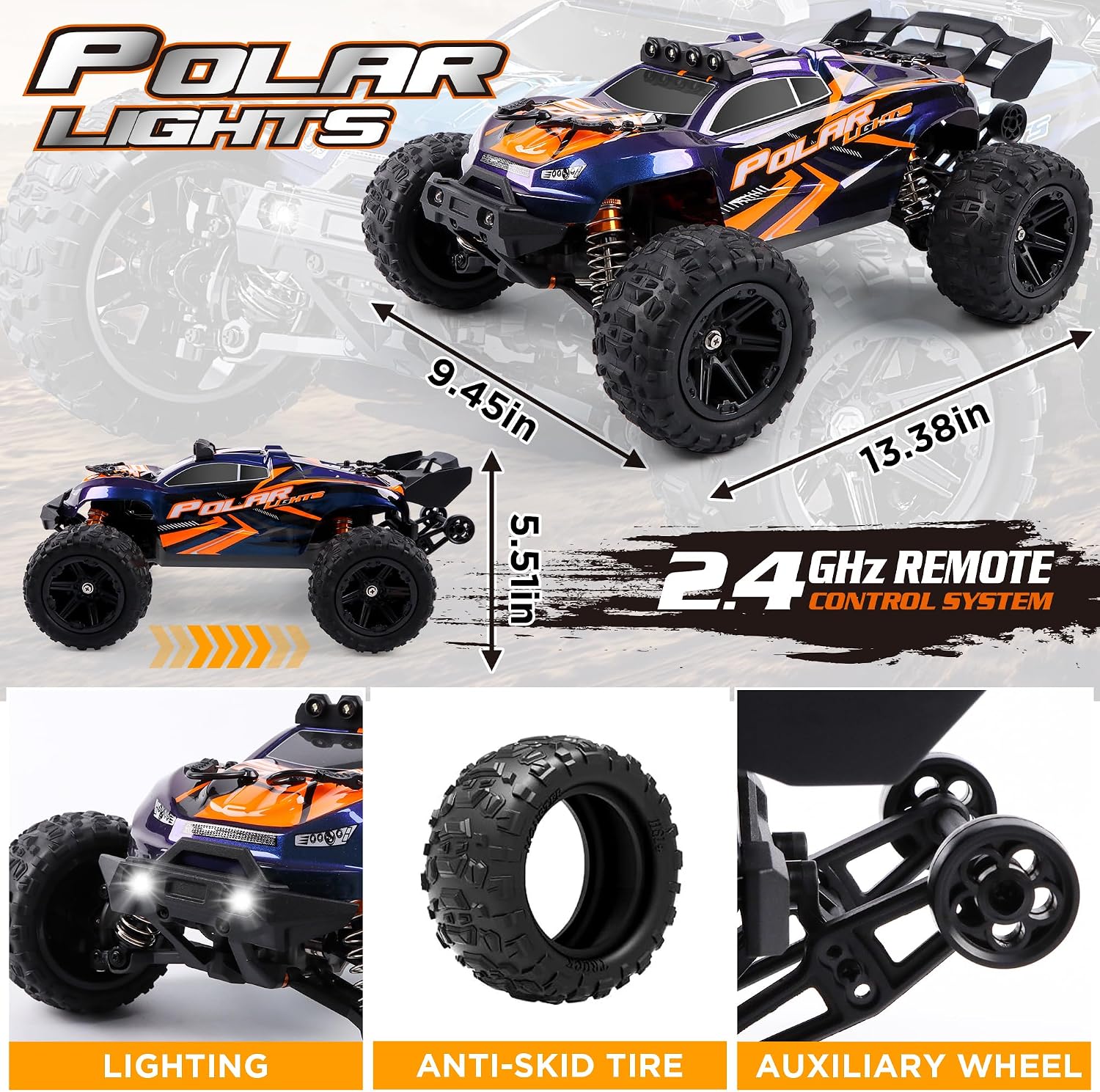 V3 1/14 Fast RC Cars for Adults, 4x4 Offroad Waterproof Monster Truck | 40+ mph High Speed Remote Control Drift Buggy Car , Electric Powered All Terrain Truggy with 2S Battery for Snow Sand