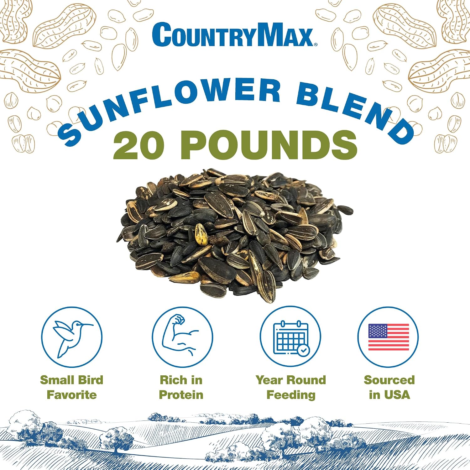 Backyard Seeds Woodpecker No-Waste Bird Seed Mix 5lbs - Premium Shelled Peanuts & Sunflower Chips, Small Bag of Wild Bird Food