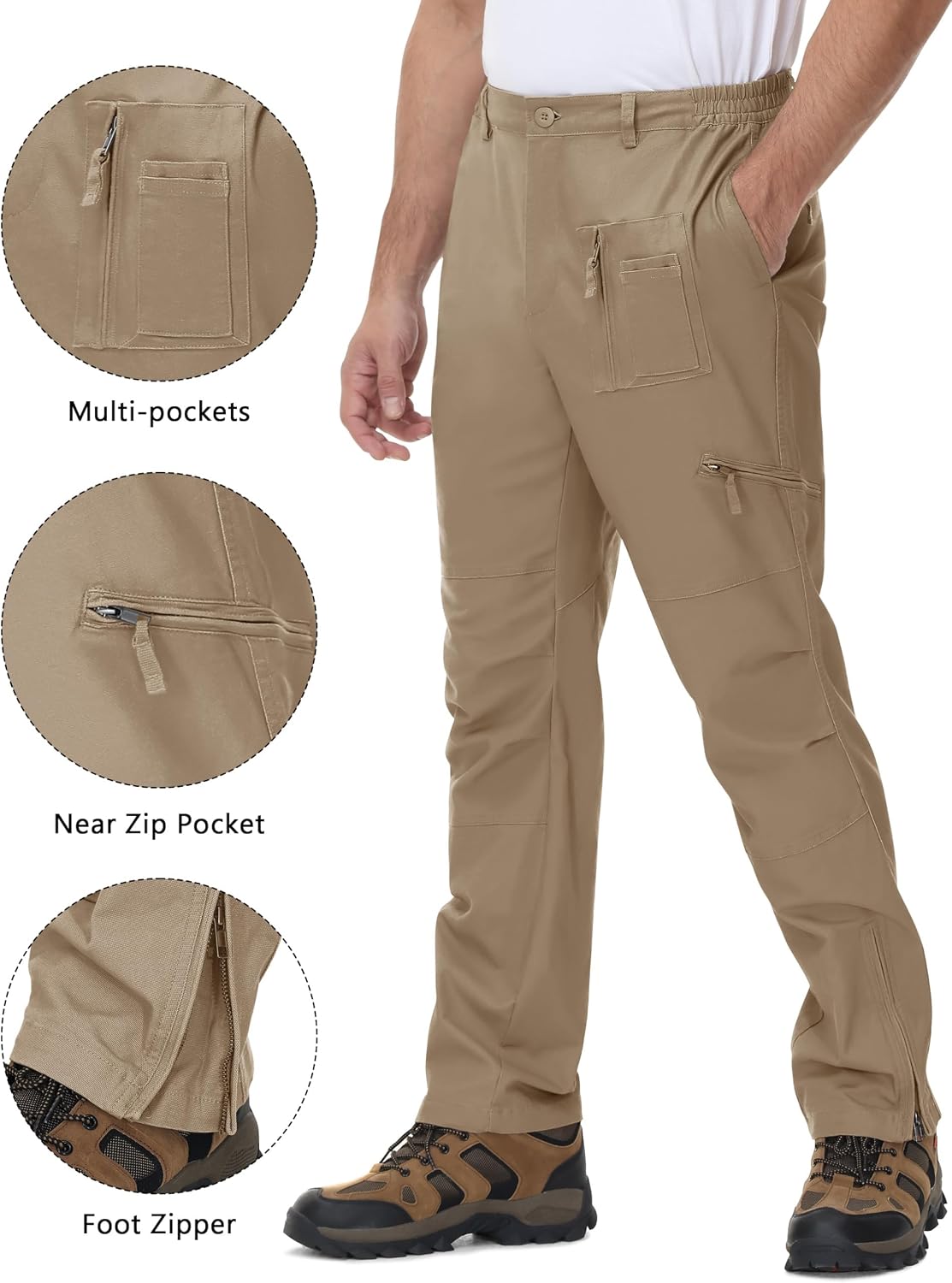 CRYSULLY Mens Tactical Cargo Pants Ripstop Cotton Military Hiking Work