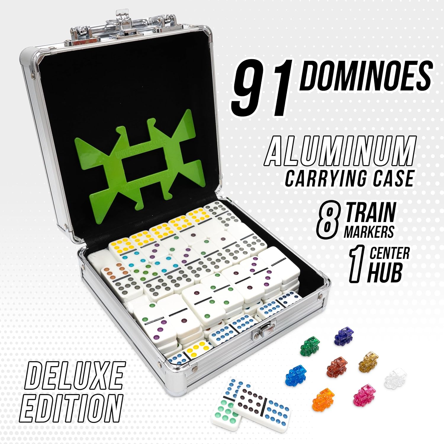 Front Porch Classics | Mexican Train Domino Set in Wooden Collector Box from Front Porch Classics for 2 to 8 Players Ages 8 and Up