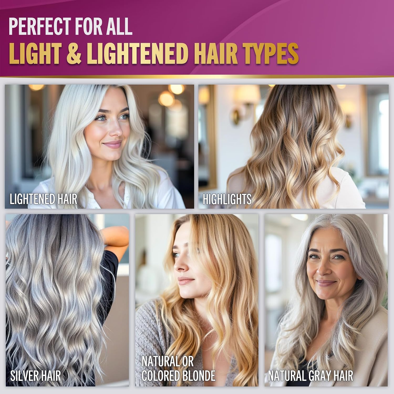 Jenoris Silver Purple Shampoo For Blonde, Silver, Gray & Lightened Hair – Neutralizes Yellow & Brassy Tones – Enriched with Natural Oils
