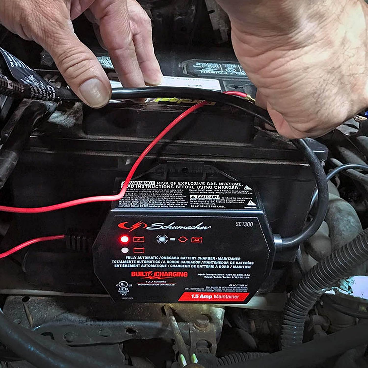 Schumacher Electric 1.5A Car Battery Charger & Maintainer, 6V/12V – SC1300