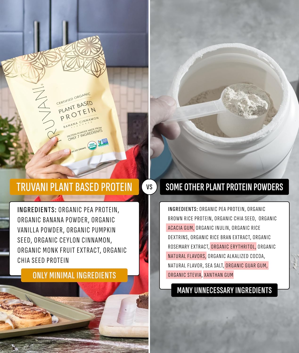 Truvani Organic Plant Based Protein Powder | Chocolate Peanut Butter