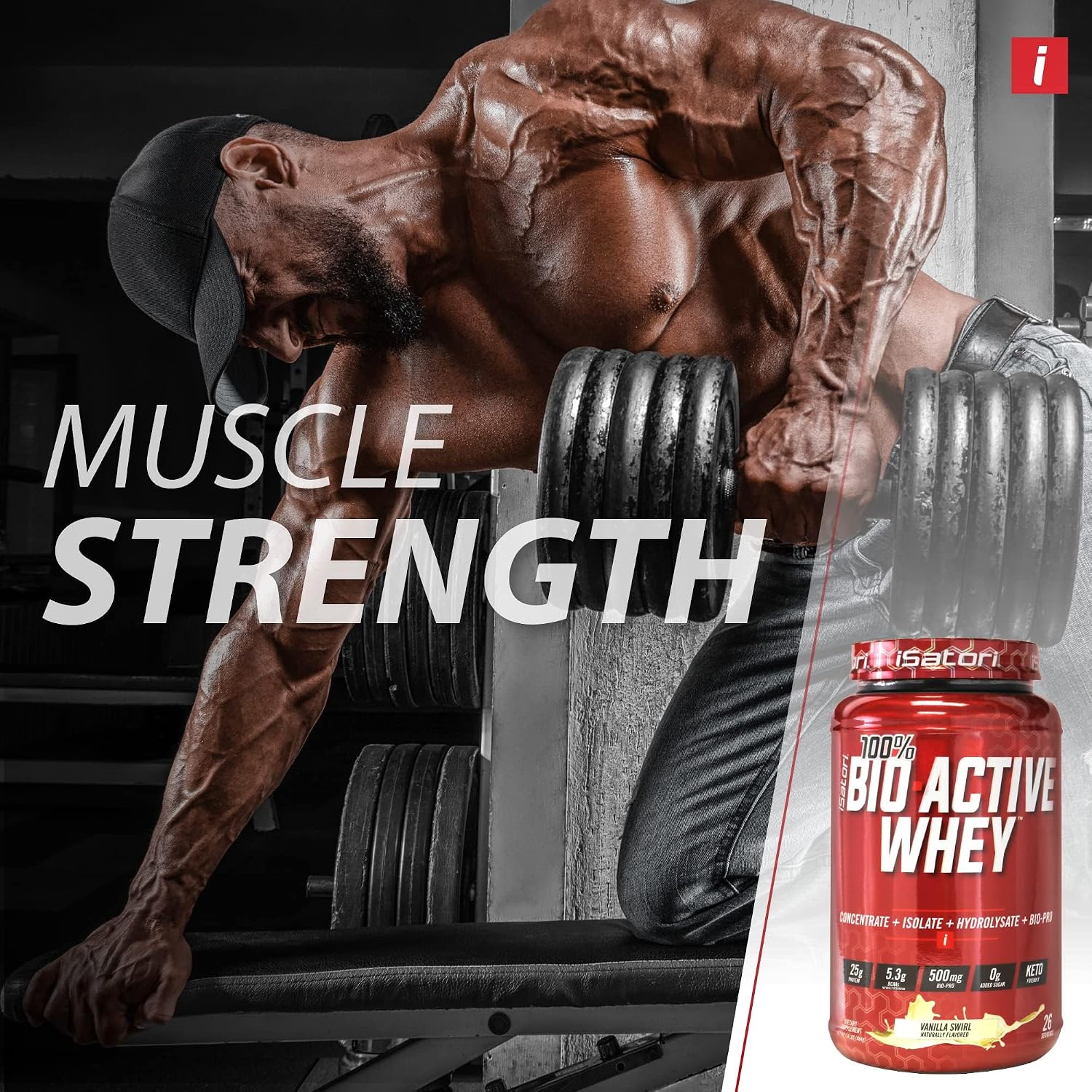 iSatori 100% Bio-Active Whey Protein Chocolate Flavor - 26 Servings | Whey Isolate, Hydrolysate, Concentrate, BCAAs, Colostrum Peptides, 25g Protein Per Serving, Muscle Growth and Recovery