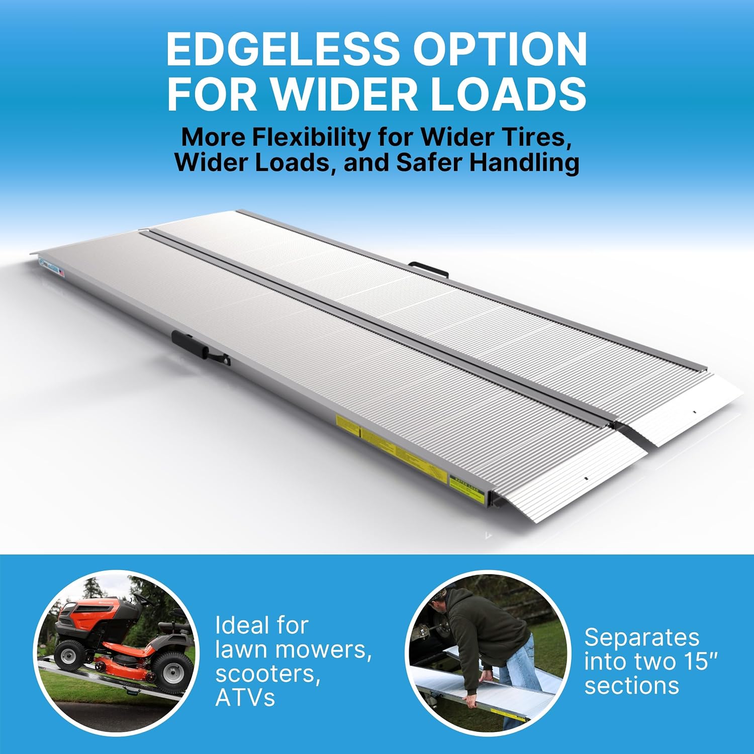 EZ-ACCESS TRAVERSE Aluminum Singlefold Folding Ramp, Portable Loading Ramps for Wheelchairs, Motorcycles, Lawn Tractors & ATVs, Heavy Duty Aluminum Folding Ramps with Carrying Handles (Silver, 4 Foot)